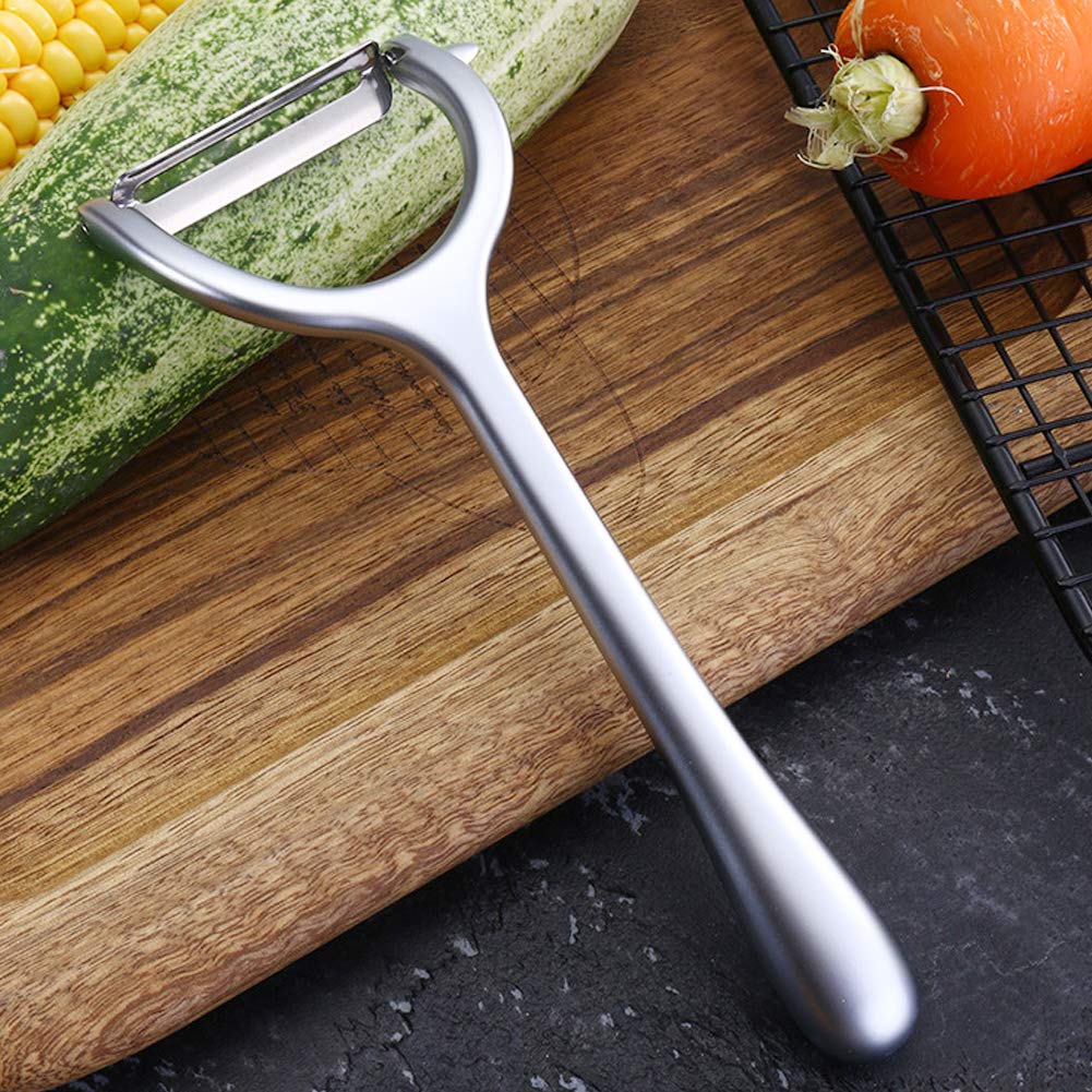 Stainless Steel Vegetable Peeler with Ergonomic Handle - Professional Y Peeler for Potatoes, Carrots, Fruits & Vegetables - Includes Potato Eye Remover - Perfect for Kitchen, Cooking, Meal Prep & Food Preparation