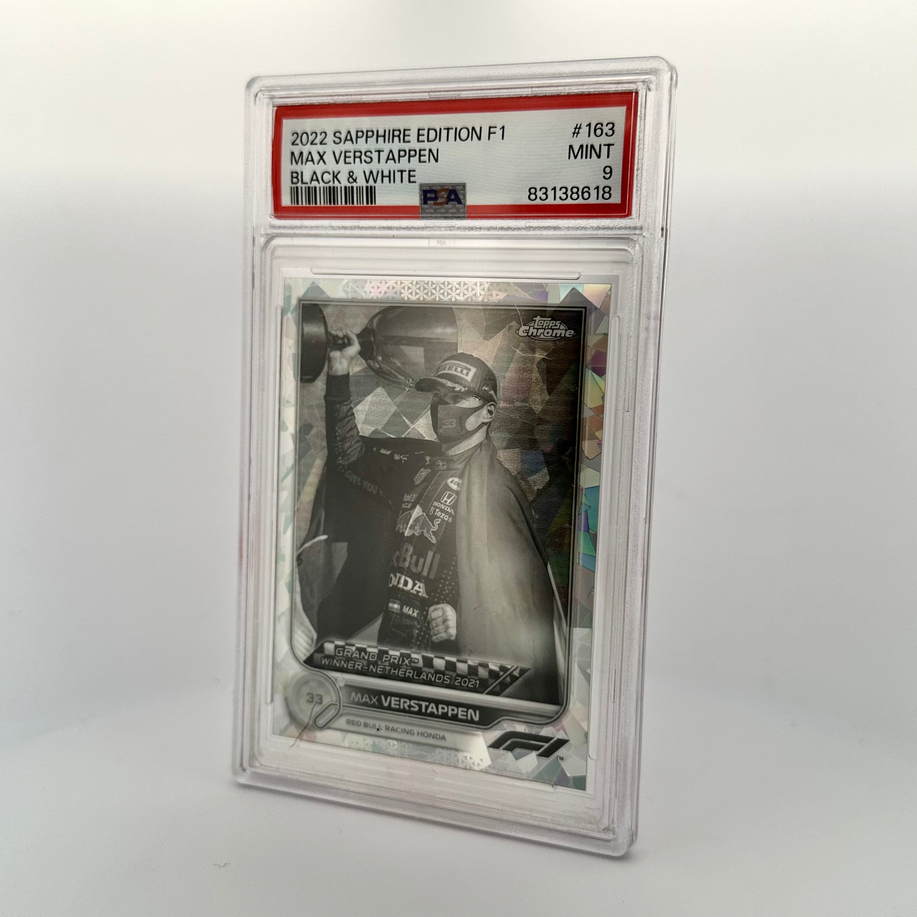 PSA 9 Graded Max Verstappen #163 Sapphire Edition Black & White F1 Racing Card - Perfect for Collectors, Investors & Motorsport Fans