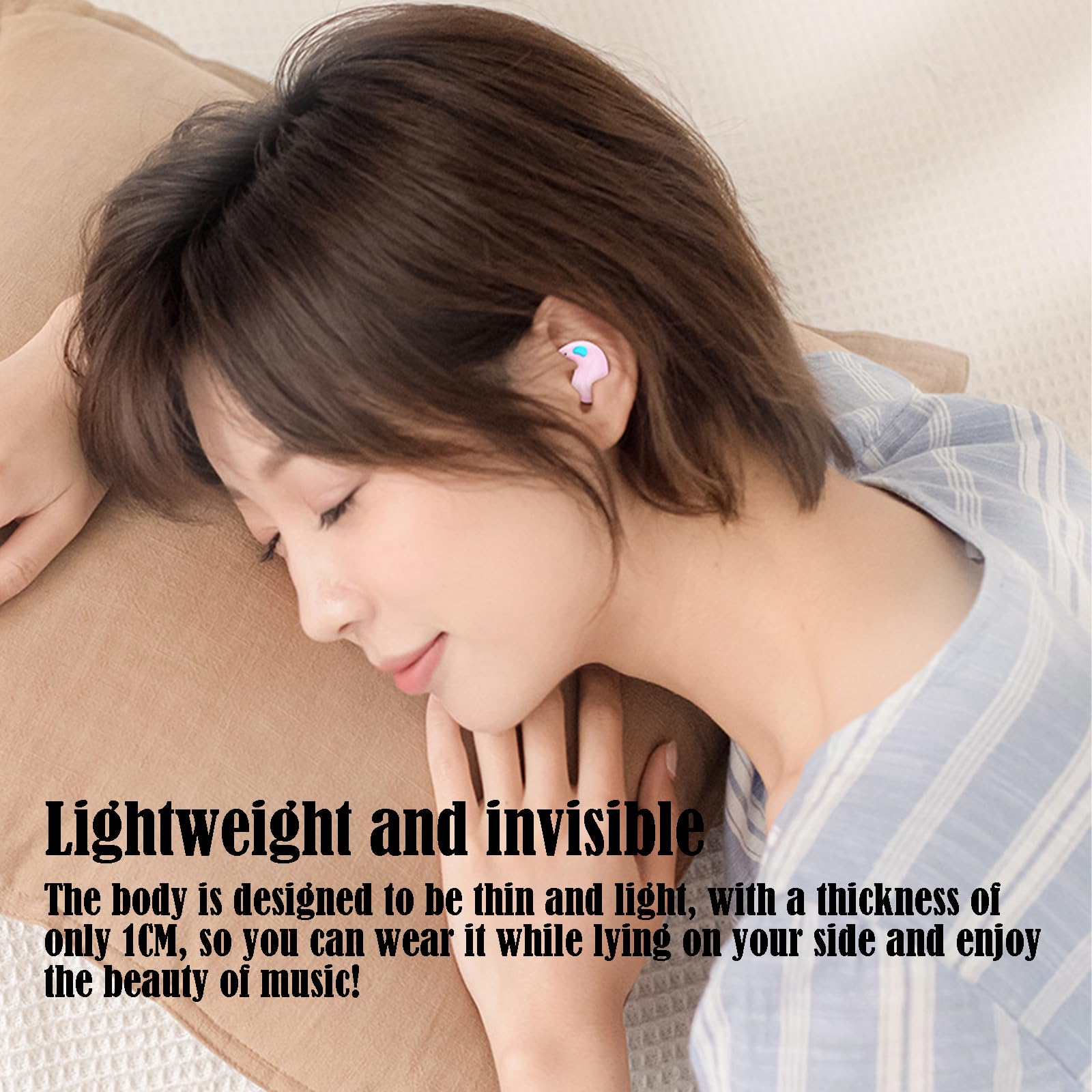 Wireless Bone Conduction Bluetooth Headphones for Sleeping, IPX5 Waterproof Sport Earbuds with Built-in Mic, Bluetooth 5.3 Open-Ear Headset for Running, Workout, Driving & Office Use - White