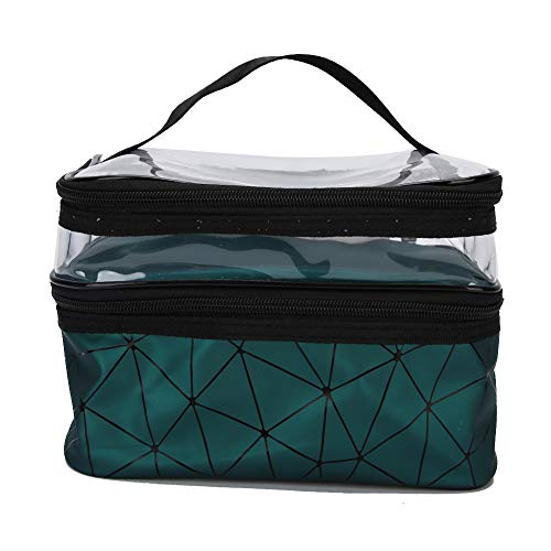 Double Layer Large Capacity Multifunctional Cosmetic Case - Portable Makeup Organizer Bag for Toiletry Storage | Perfect for Home, Travel & Daily Use (Green)