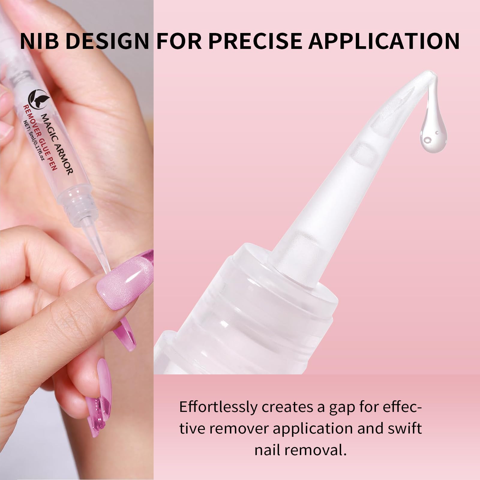 15g Semi-Solid Nail Glue Gel with 5ml Remover Pen - No UV Light Needed, Long-Lasting Press On Nails Super Glue - Easy Click Removal 3-in-1 Nail Glue Remover Kit for Home & Salon Manicures