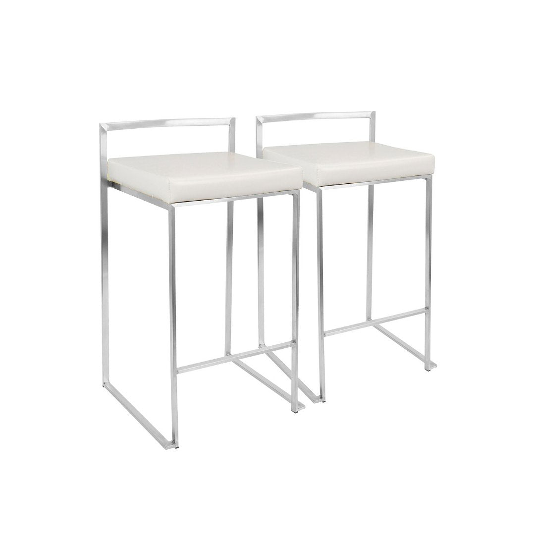 Fuji Counter Stools Set of 2 - Modern Bar Stools for Kitchen Island, Breakfast Bar & Home Decor - Adjustable Height & Comfortable Seating
