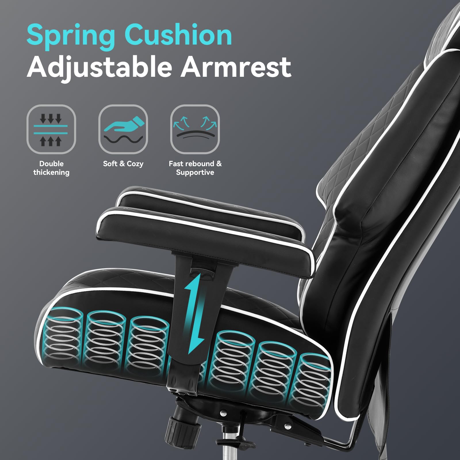 Big and Tall Office Chair with Footrest - 400lbs Capacity PU Leather High Back Executive Chair, Ergonomic Computer Desk Chair with Lumbar Support for Heavy People (Black) - Perfect for Home Office, Gaming, and Long Work Sessions