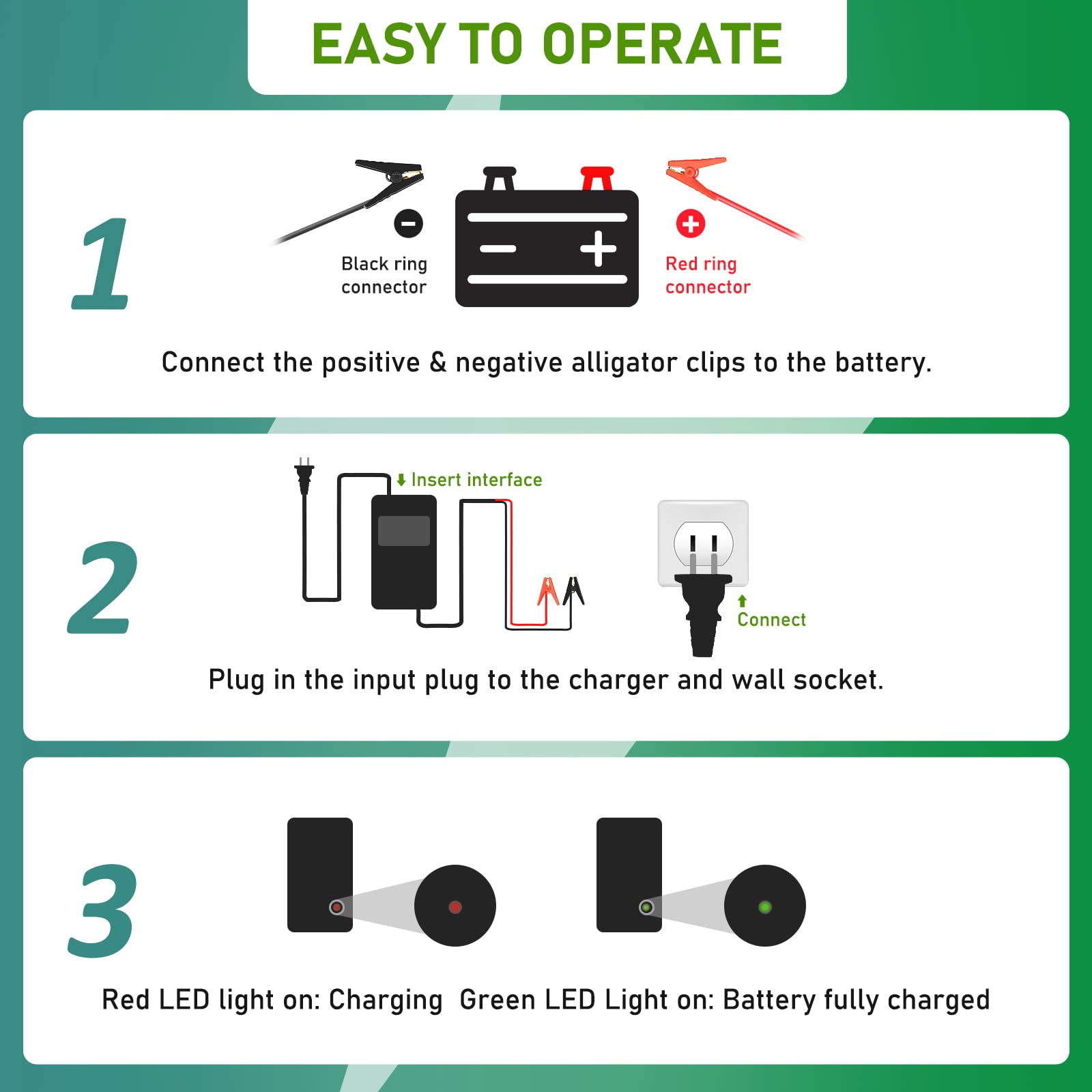 14.6V 30A Smart AC/DC Battery Charger - 12V Trickle Charger for LiFePO4 Batteries with Fast Charging | Perfect for RVs, Boats, Solar Systems & Off-Grid Power Solutions