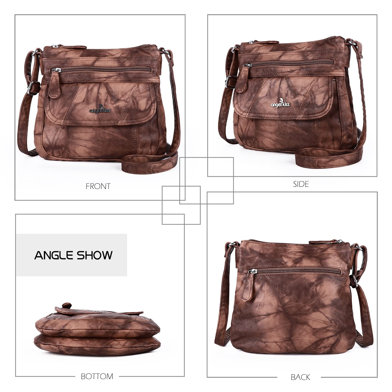 Angel Kiss Women's PU Leather Crossbody Bag with Adjustable Strap - Stylish Shoulder Purse for Daily Use, Travel & Shopping