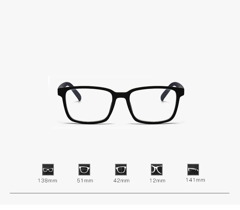 CCspace Unisex Full Rim Square Polycarbonate Reading Glasses +1.00 to +4.00 Strength - Lightweight & Durable for Reading, Computer Use & Office Work