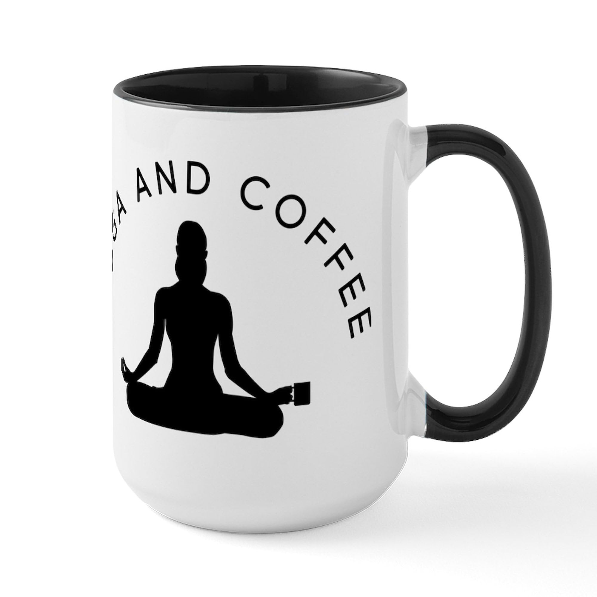 Yoga and Coffee Ceramic Mug 15 oz (444 ml) - Perfect for Yoga Lovers, Coffee Enthusiasts, and Relaxing Mornings | Ideal for Home, Office, and Gifts