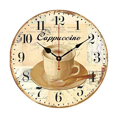 Modern Cappuccino Coffee Wall Clock - 12 Inch Battery Operated Silent Non-Ticking Clock for Home, Living Room, Bedroom & Office Decor - Perfect for Coffee Lovers & Kitchen Décor