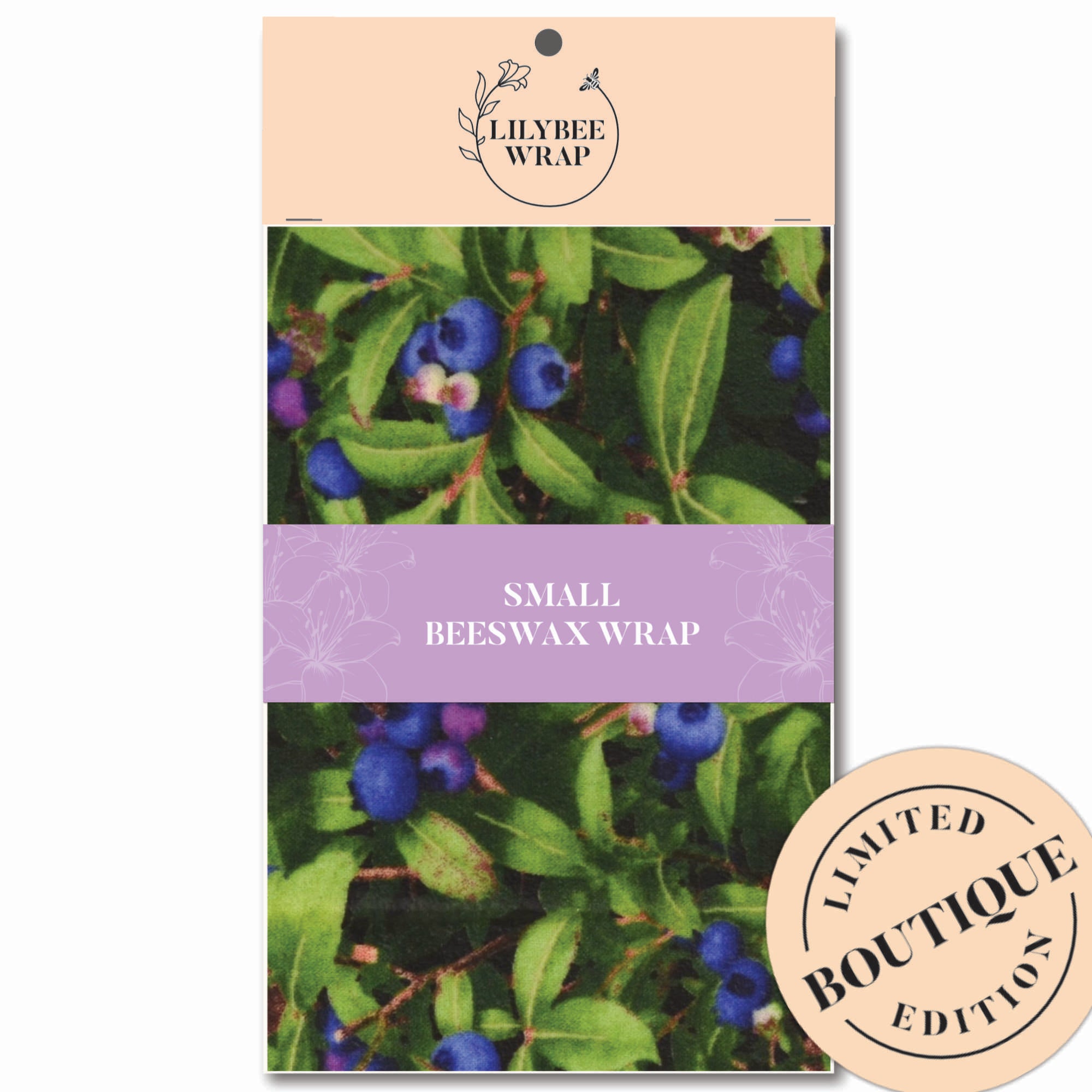 Organic Small Beeswax Food Wrap - Reusable Eco-Friendly Blueberry Print Beeswax Wrap for Snacks, Sandwiches & Food Storage - Sustainable Kitchen Alternative to Plastic Wrap
