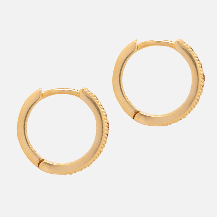 Solid Gold Live by the Sun Rainbow Huggie Hoop Earrings - Dainty & Colorful Everyday Jewelry for Women, Perfect for Casual Wear, Parties & Gifting