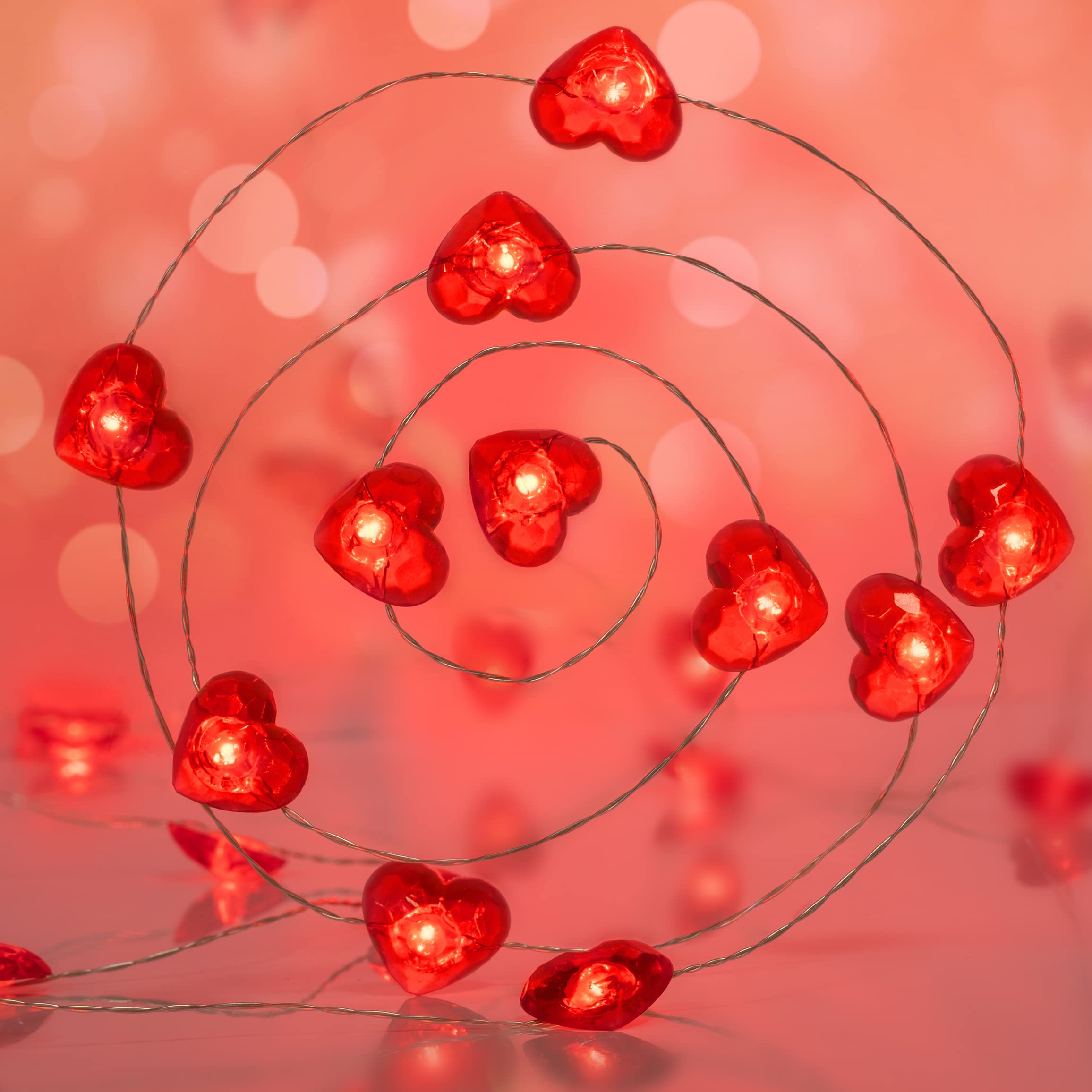 KAiSnova Battery Powered 10FT 40 LEDs Heart Shaped Fairy String Lights with Remote & Timer - Romantic Red Twinkle Lights for Wedding, Anniversary, Valentine's Day, Party, Mother's Day Decor - Perfect for Bedroom, Garden, Patio, and Indoor/Outdoor Decorations
