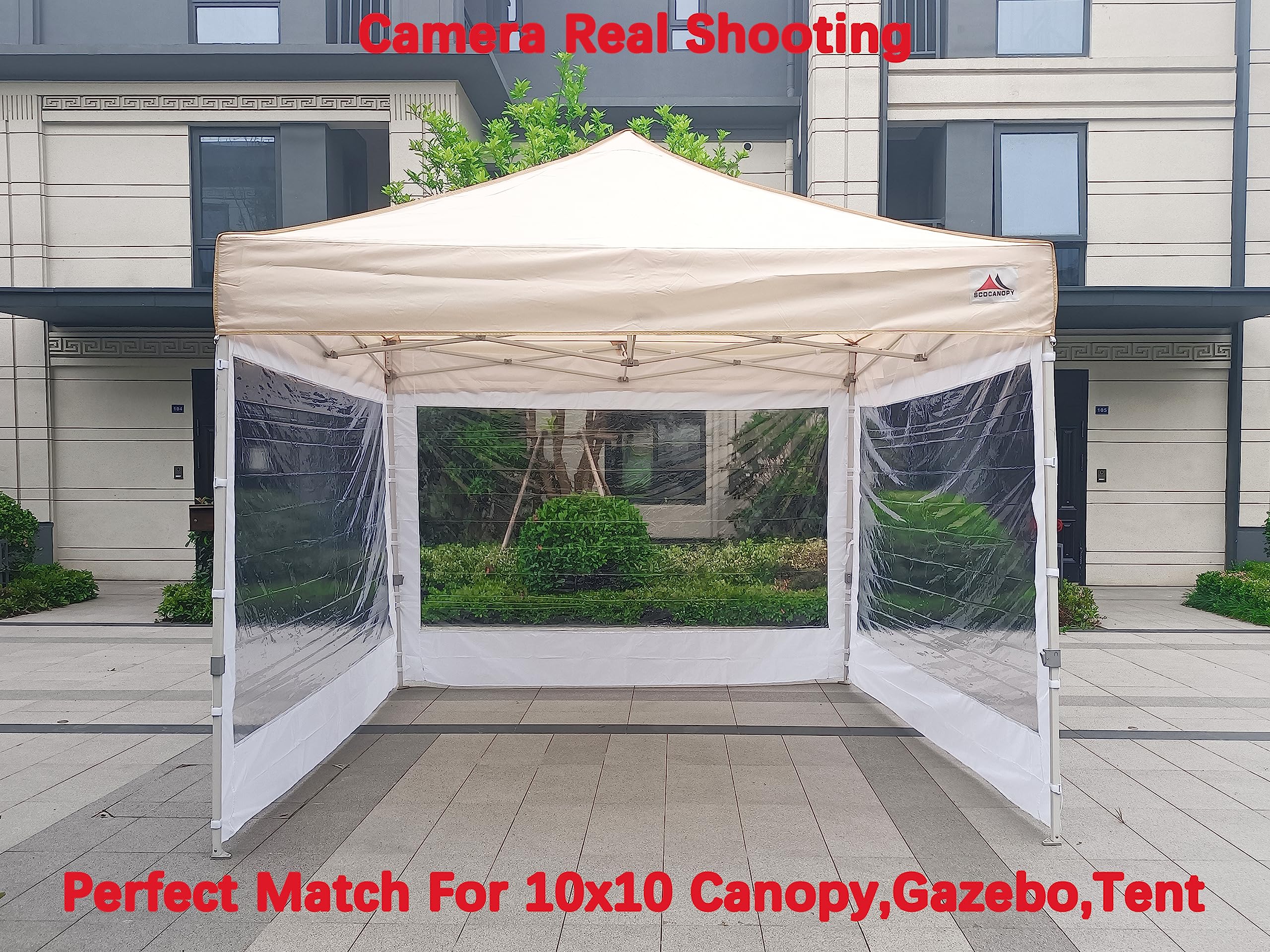 10x10 Canopy Sidewalls - 3 Pack Clear Window Sunwalls for Outdoor Events, Parties & Camping (White) - Perfect for Canopy Tents, Picnics & Market Stalls