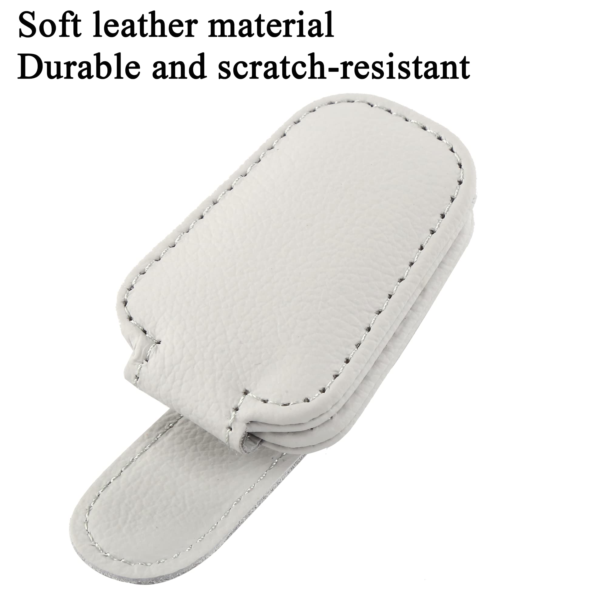 Magnetic Leather Sunglasses Holder for Car Visor - KIWEN Eyeglass Clip with Ticket & Card Holder - Car Accessories Organizer (Grey) - Perfect for Driving, Road Trips & Daily Commute