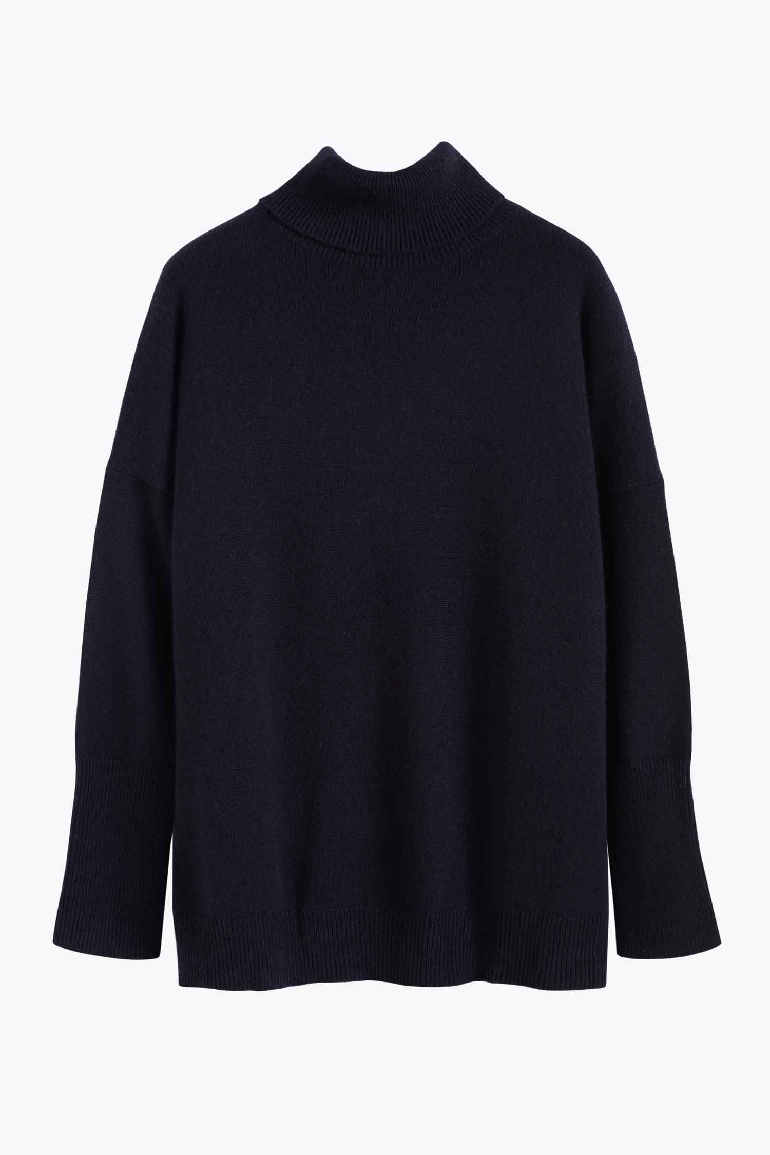Luxury Navy Pure Cashmere Roll Neck Sweater for Men & Women - Soft Warm Winter Pullover - Perfect for Office, Travel & Casual Outfits