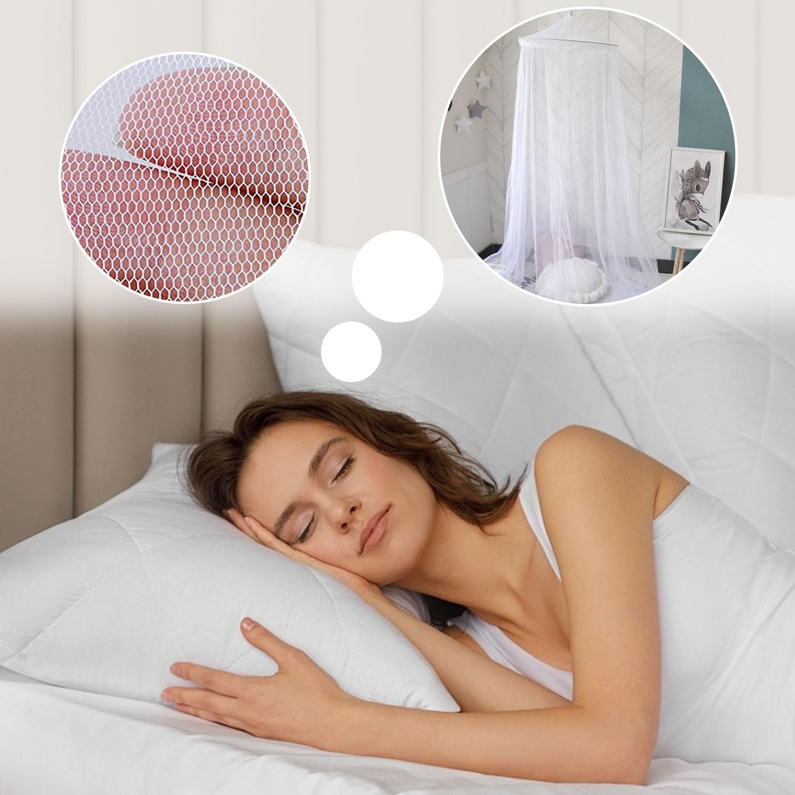 2 Pack King/Queen Size Mosquito Net for Bed - Ceiling Mount Canopy Bed Curtains with Dome Design, Breathable Bed Tent for Baby Crib, Kids Bed & Adult Beds - Perfect for Nursery, Bedroom & Outdoor Camping Protection