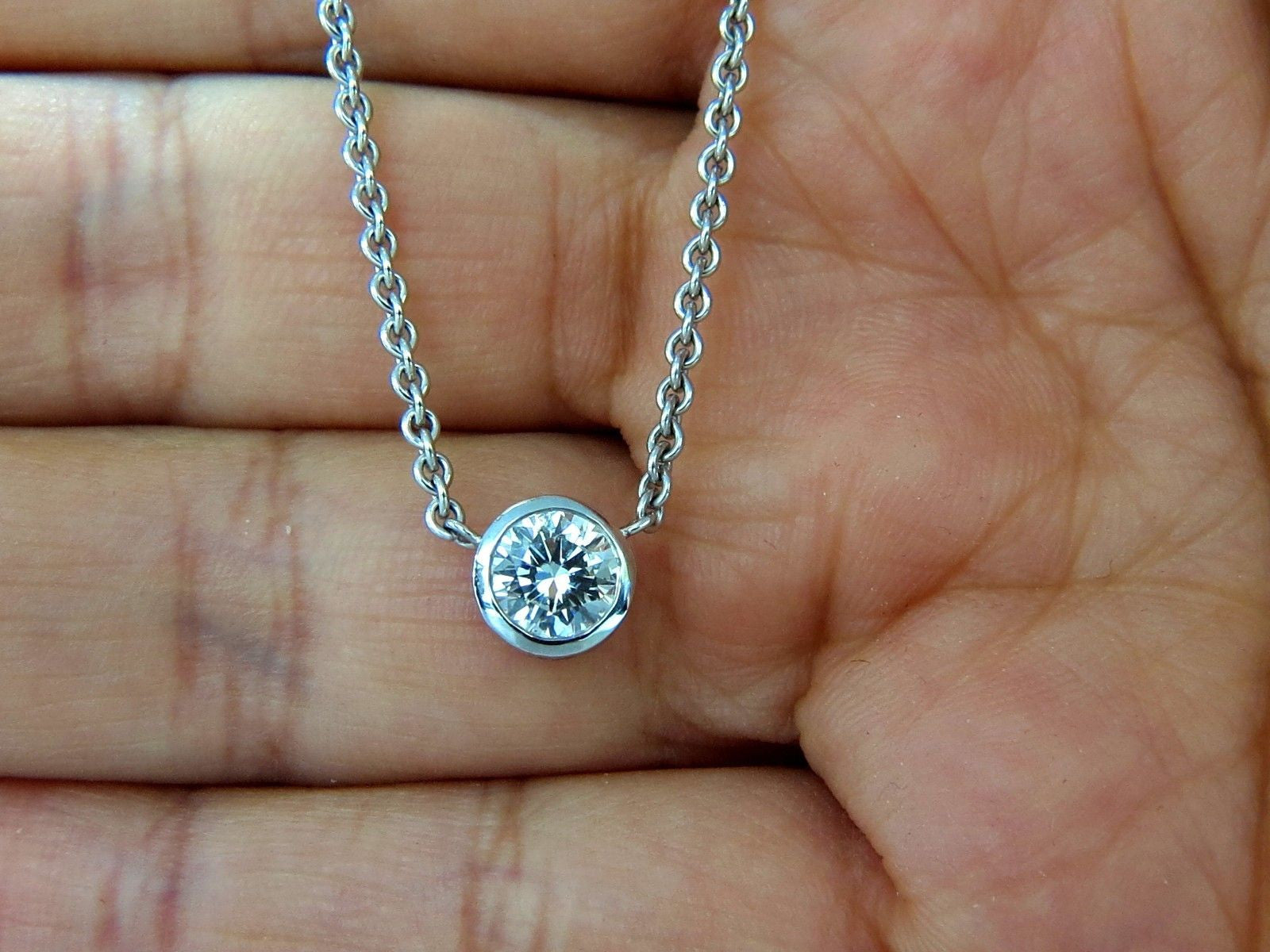 1.50ct Natural Flush Mount (5) Diamond by Yard Necklace in 18KT G/VS - 19 Inch Elegant Chain for Women, Perfect for Weddings, Anniversaries & Special Occasions