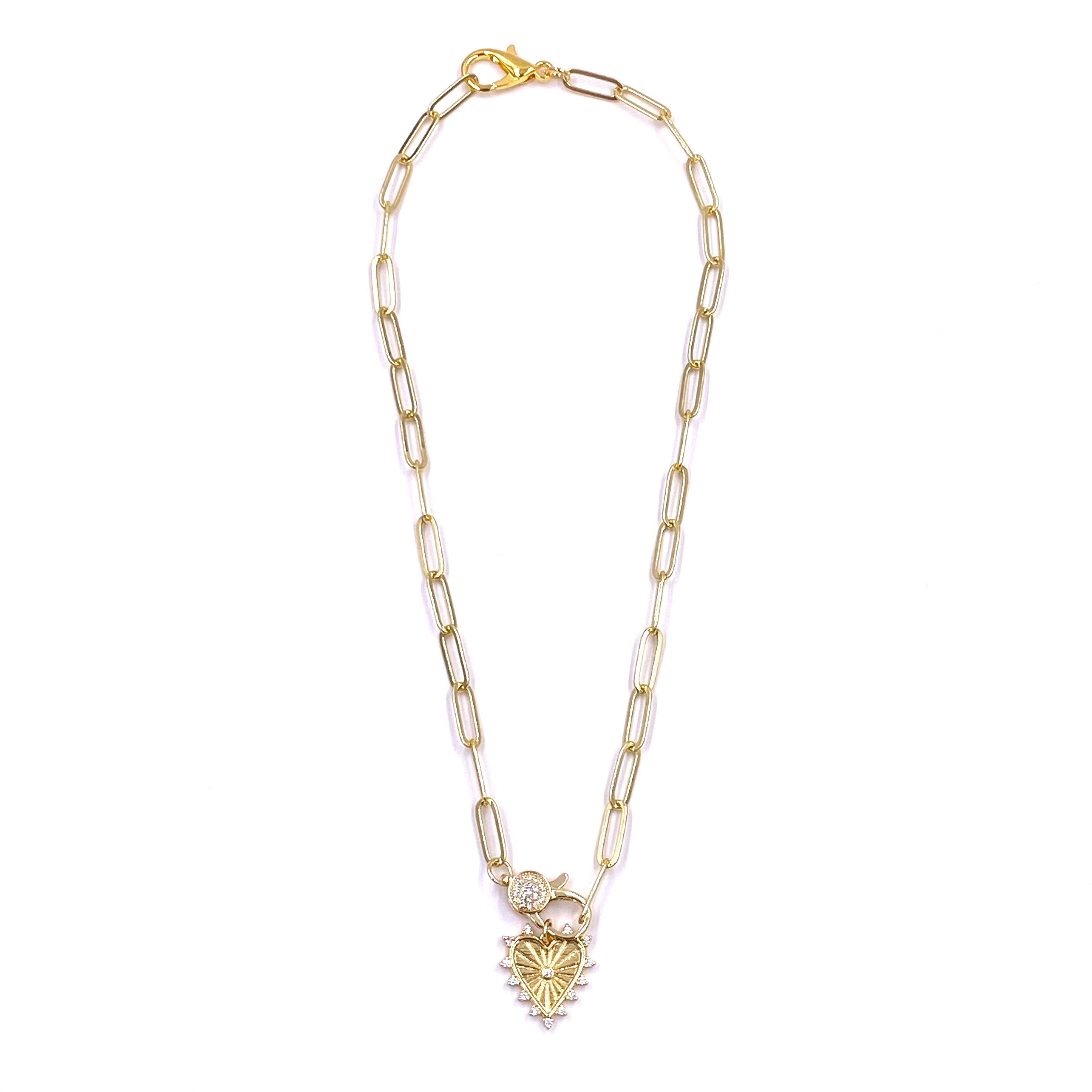 Ashley Gold Stainless Steel Gold Plated CZ Lobster Clasp Necklace with Heart Pendant - Elegant Jewelry for Women, Perfect for Valentine's Day Gifts, Anniversaries & Special Occasions