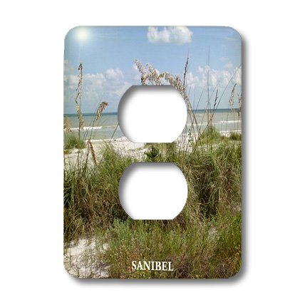 3D Rose Two Plug Outlet Cover with Sanibel Beach Design - Decorative Electrical Outlet Cover for Home, Office, Nursery - Beach Theme Wall Plate for Safety & Style