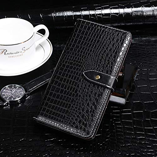 Premium Crocodile Texture Flip Leather Wallet Case for Samsung Galaxy M01 Core - Horizontal Design with Card Slots & Phone Holder (Black) | Perfect for Daily Use, Travel & Business Meetings