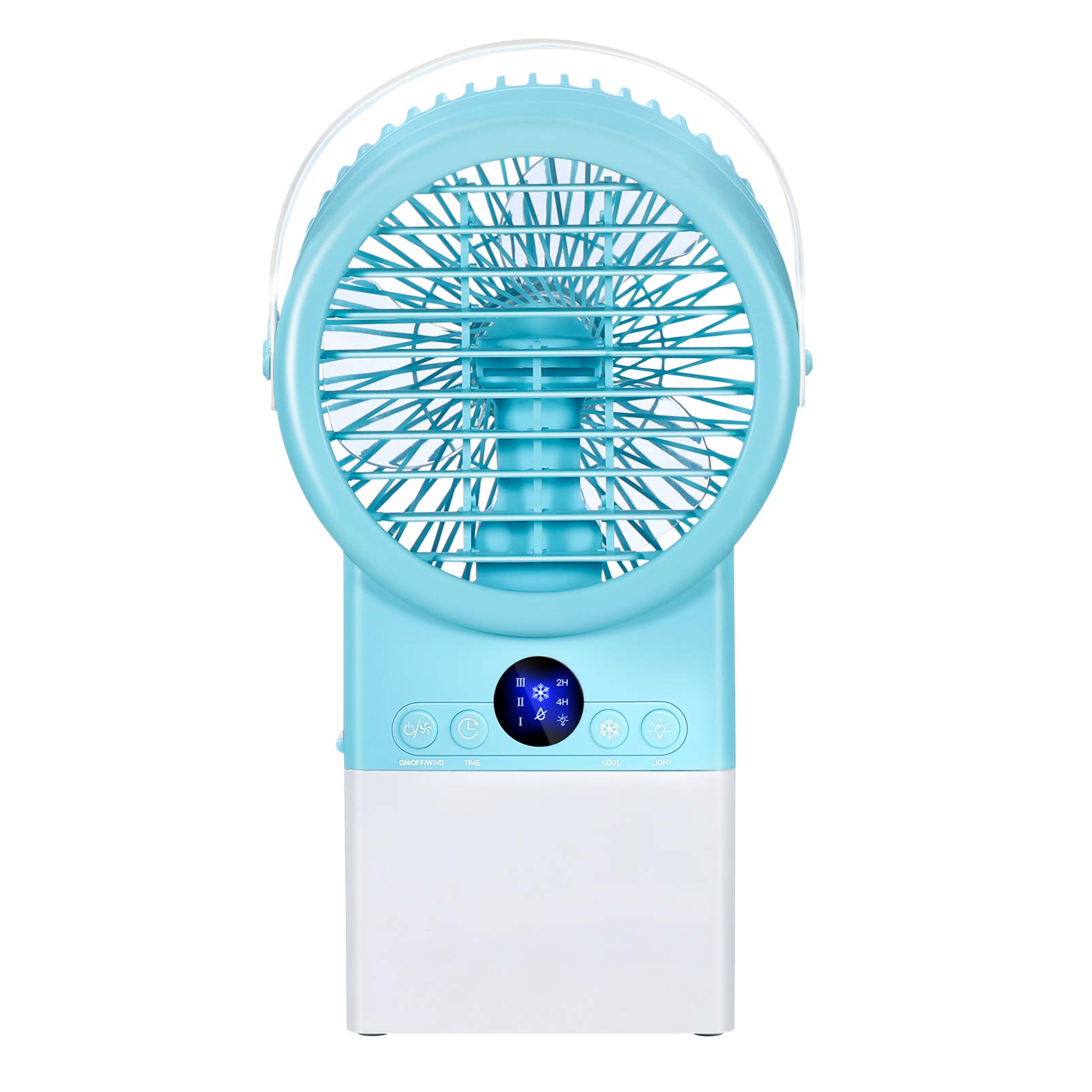 Wakauto Portable Air Conditioner & Air Purifier - 3-in-1 Evaporative Cooler with 2/4H Timer, Colorful LED Lights - Personal Desktop Fan for Home, Office, Outdoor Use (US Plug) | Perfect for Bedrooms, Workspaces, Camping & Patio Cooling