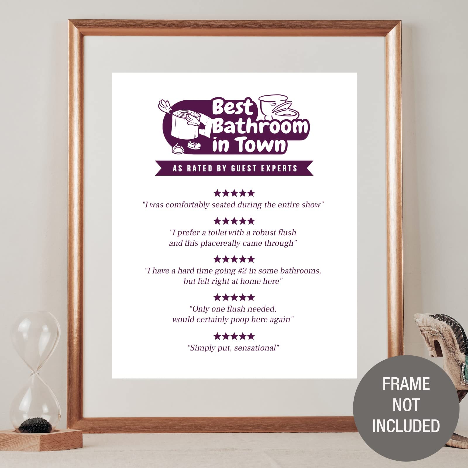 GSM Brands Bathroom Rating Sign - Funny Wall Art Print for Home Decor, Unframed 8x10 Inches on Premium Matte Paper - Perfect for Powder Room, Guest Bathroom & Housewarming Gifts
