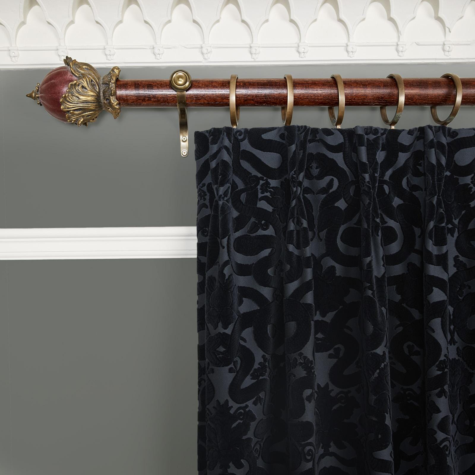 ANACONDA Blackout Velvet Curtains - Thermal Insulated Room Darkening Drapes for Bedroom & Living Room - Elegant Noir Design for Home Decor