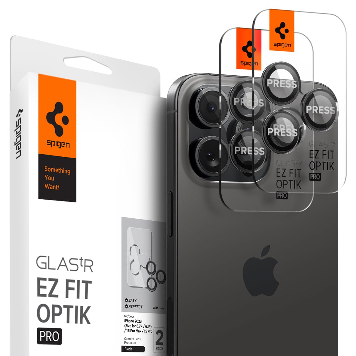 Spigen Camera Lens Screen Protector [GlasTR EZ Fit Optik Pro] for iPhone 14 Pro Max & iPhone 14 Pro - Case Friendly, Anti-Scratch, HD Clarity - 2 Pack (Black) | Perfect for Outdoor Photography, Travel & Daily Protection