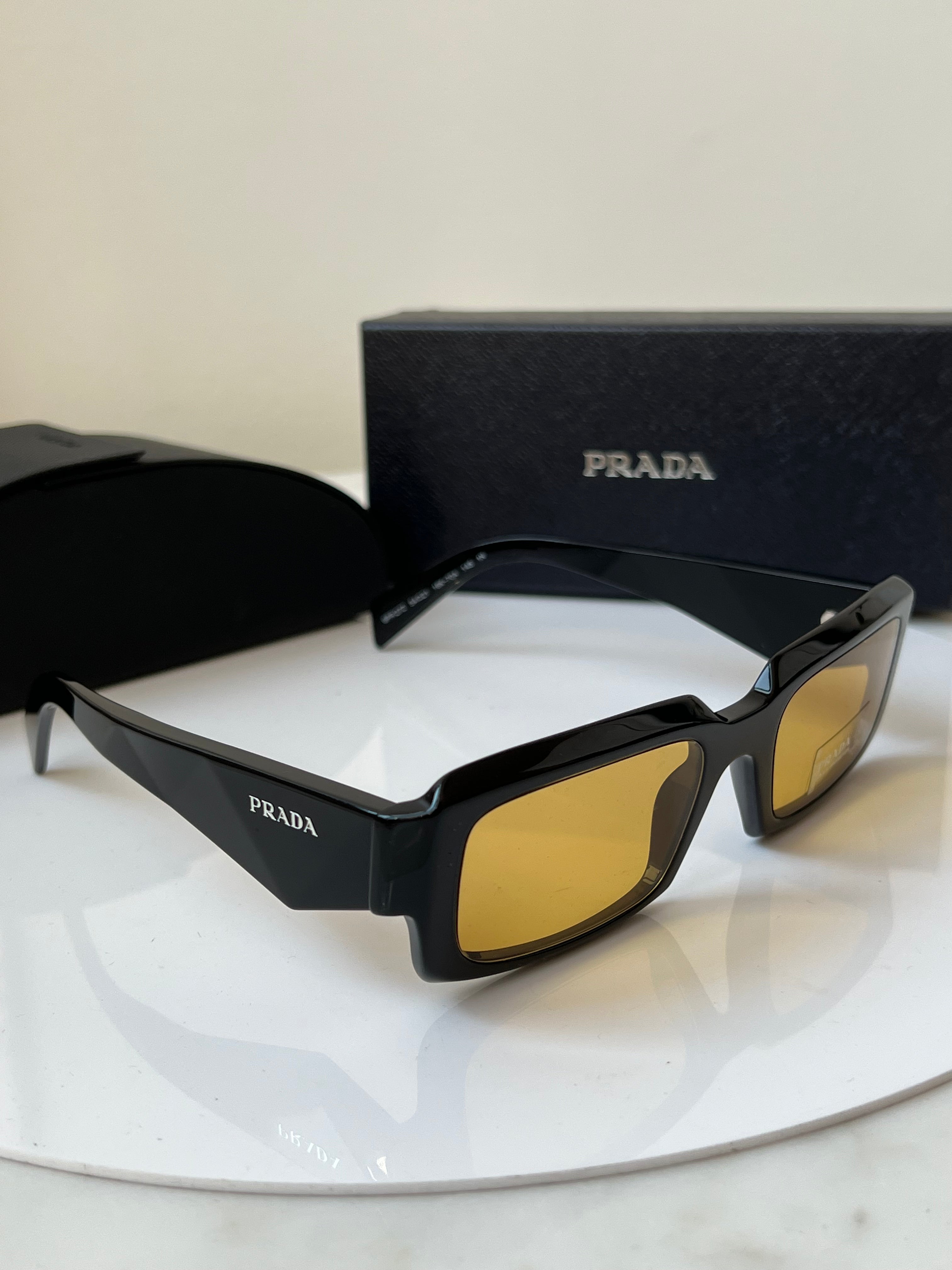 Prada PR27ZS Black & Yellow Sunglasses for Women - Luxury Designer Shades for Fashion, Beach & Outdoor Activities