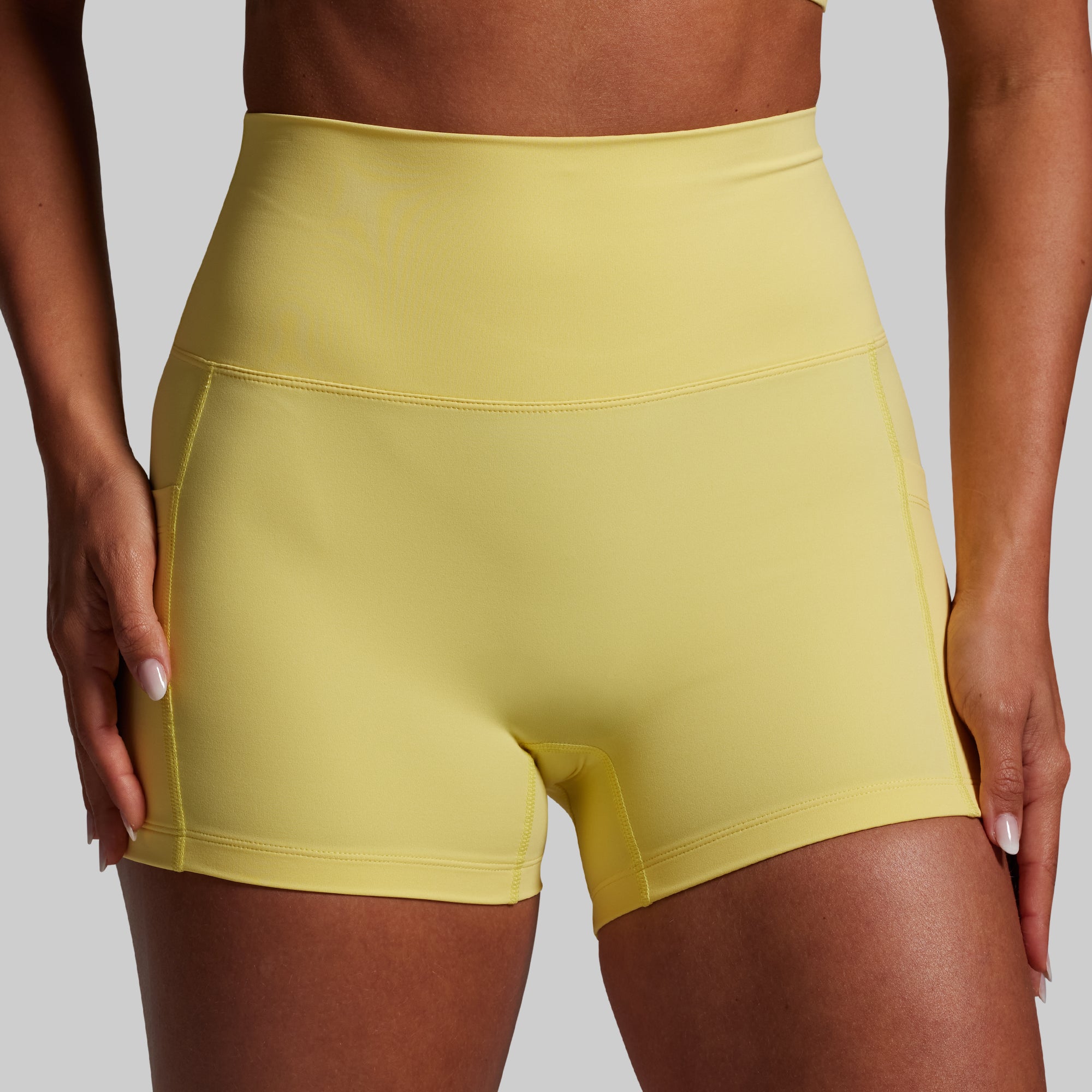 Synergy Women's Short Sleeve T-Shirt & Shorts Set - Sunshine Yellow Summer Outfit for Gym, Yoga, Running & Casual Wear