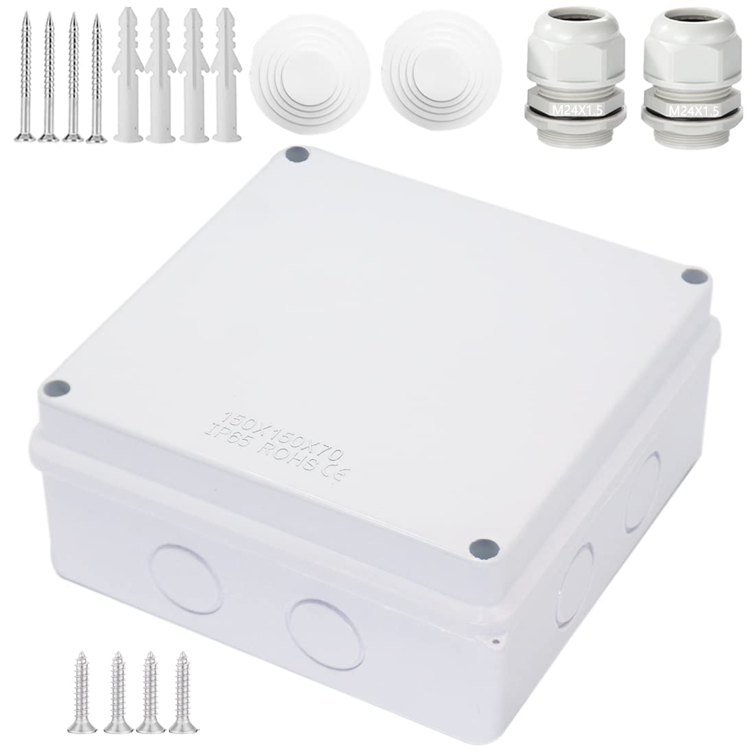 Zulkit IP65 Waterproof Electrical Junction Box - 5.9 x 5.9 x 2.8 Inch ABS Plastic Project Enclosure with Pre-Drilled Holes, Dustproof & Weatherproof - Ideal for Outdoor Wiring, Solar Panels, and DIY Electronics Projects
