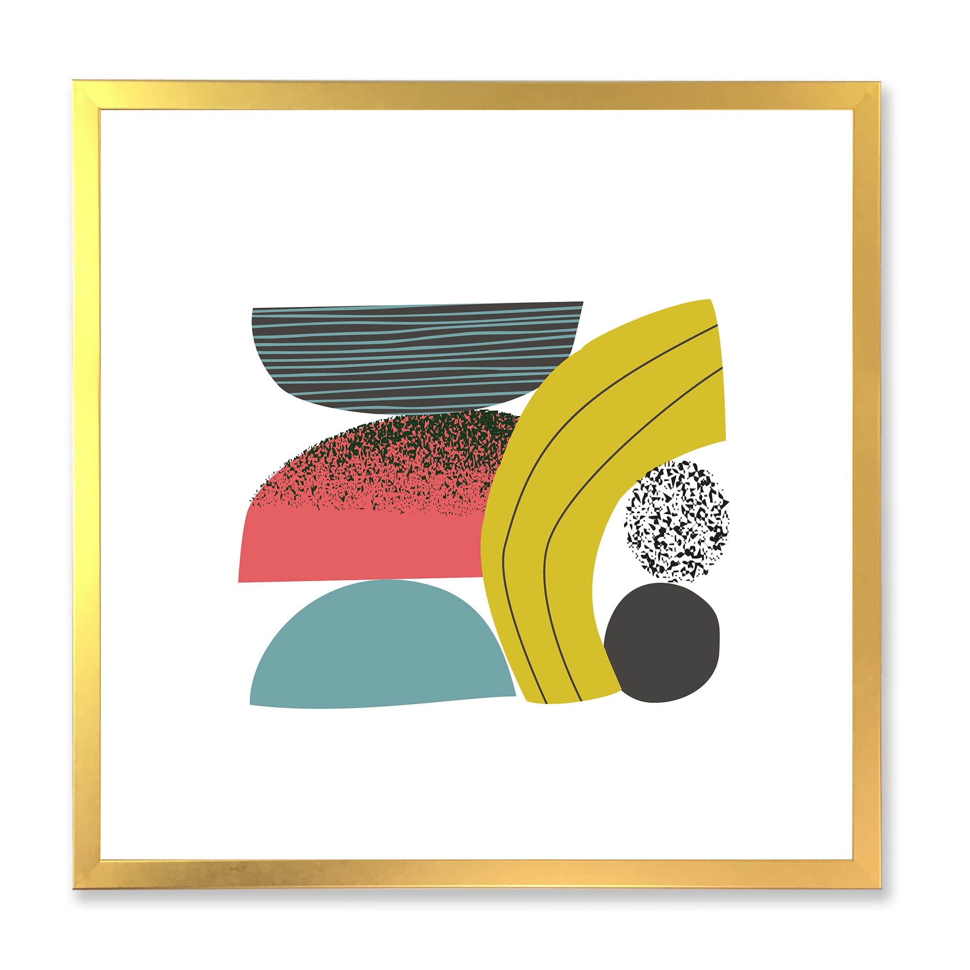 DesignQ Colorful Geometric Abstract Art Collage II - Modern Framed Wall Decor for Living Room, Bedroom & Office - Premium Canvas Print Home Decoration