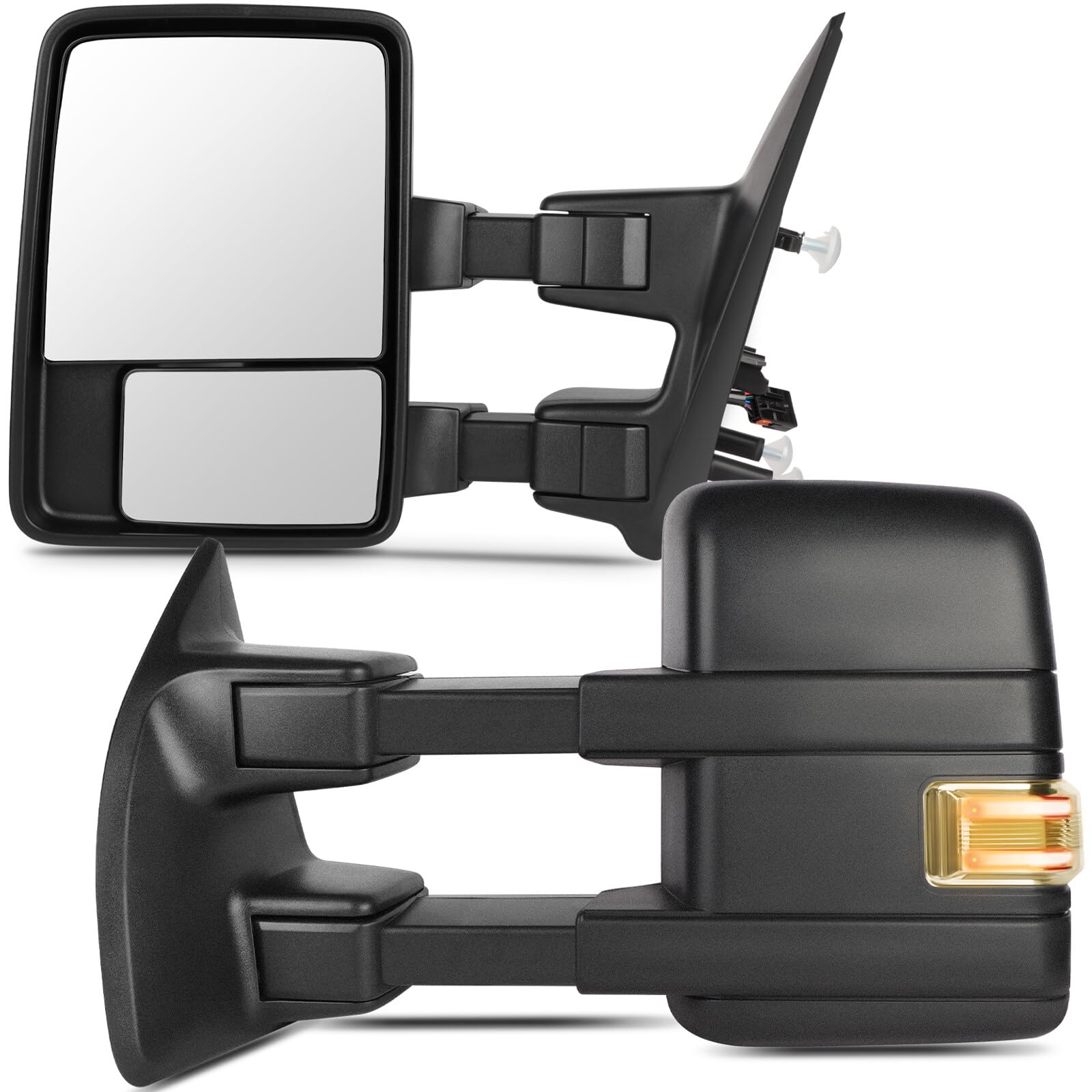 ECCPP Power Heated Towing Mirrors for Ford F-150 (2004-2014) - Black Exterior Replacement Mirrors with Puddle Lights & Turn Signal Indicators | Perfect for Towing, Night Driving & Winter Conditions