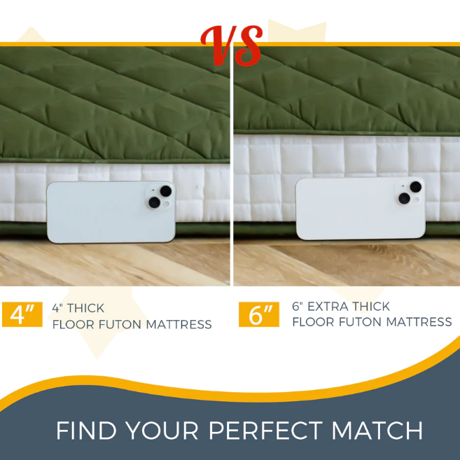 MAXYOYO Diamond Patterned Padded Japanese Floor Mattress - Extra Thick Quilted Mattress Topper in Green | Perfect for Guest Beds, Meditation & Small Spaces