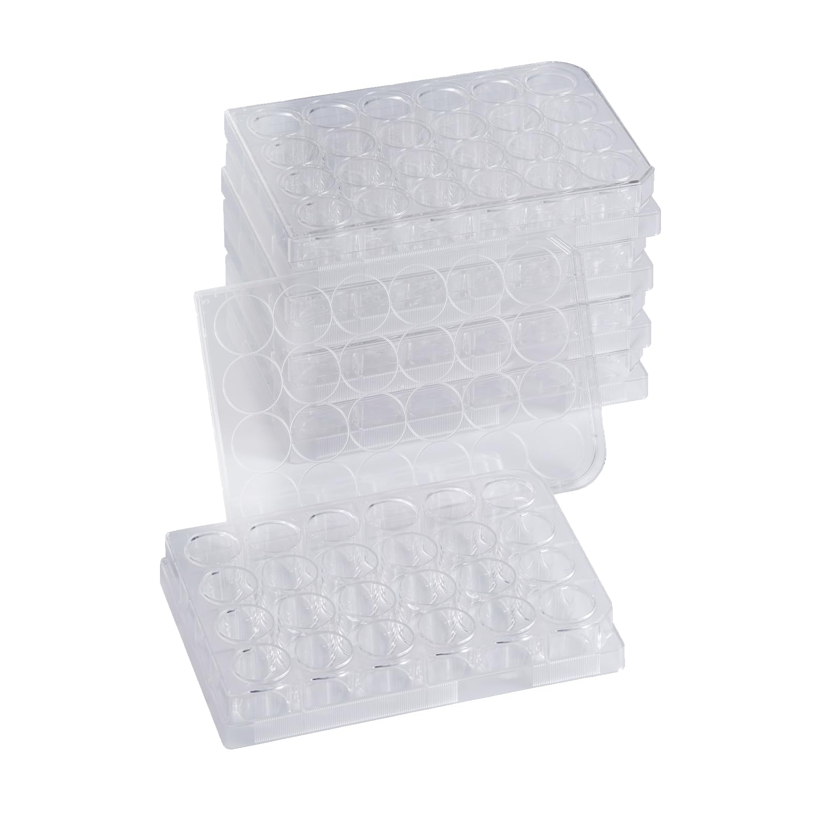 Sterile 24-Well Polystyrene Cell Culture Plates with Lids - Individually Wrapped, Tissue Culture Treated for Laboratory Use - Ideal for Cell Growth, Chemical Reactions & Biomedical Research (Case of 50) - Perfect for Drug Testing, Virology Studies & Stem Cell Research