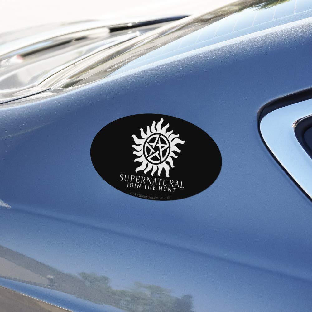 Supernatural Anti-Possession Symbol Car Magnet - Vinyl Euro Oval Decal for Automotive, Refrigerator & Locker - Perfect for Supernatural Fans, TV Show Merchandise & Supernatural-Themed Decor