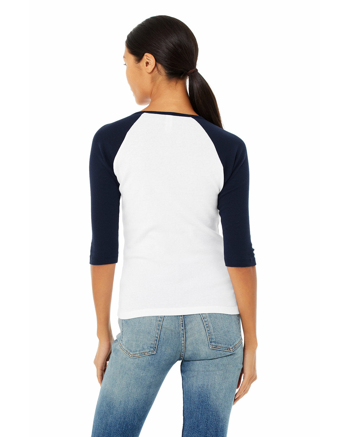 Bella + Canvas B2000 Women's 3/4 Sleeve Baby Rib Contrast Raglan T-Shirt - Soft Comfort Fit for Casual Wear, Yoga & Everyday Outfits