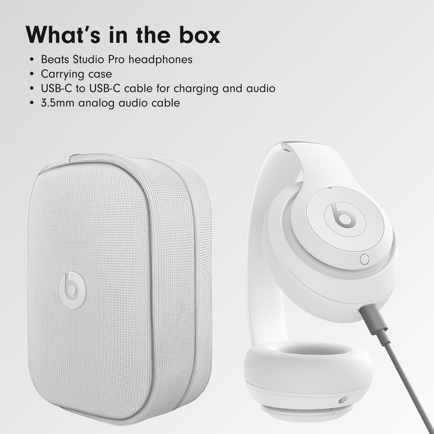 Beats Studio Pro Wireless Bluetooth Noise Cancelling Headphones with Personalized Spatial Audio | USB-C Lossless Sound | 40H Battery Life | Compatible with Apple & Android Devices | Matte White | Perfect for Travel, Workouts & Home Entertainment