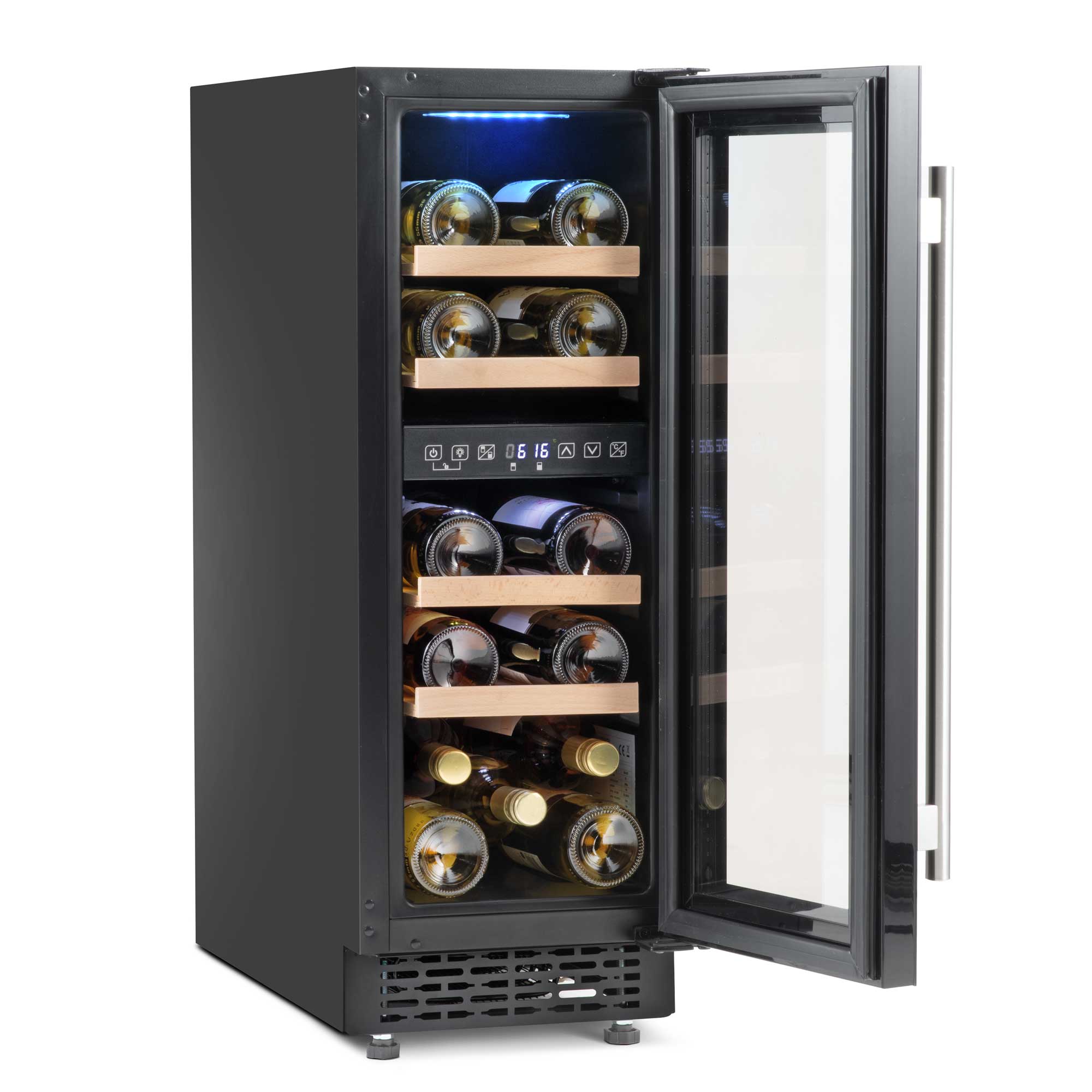 Baridi 17 Bottle Dual Zone Wine Cooler - 30cm Built-In Refrigerator with Touch Screen Controls, Black (DH204) - Perfect for Kitchen, Bar, or Dining Room Wine Storage