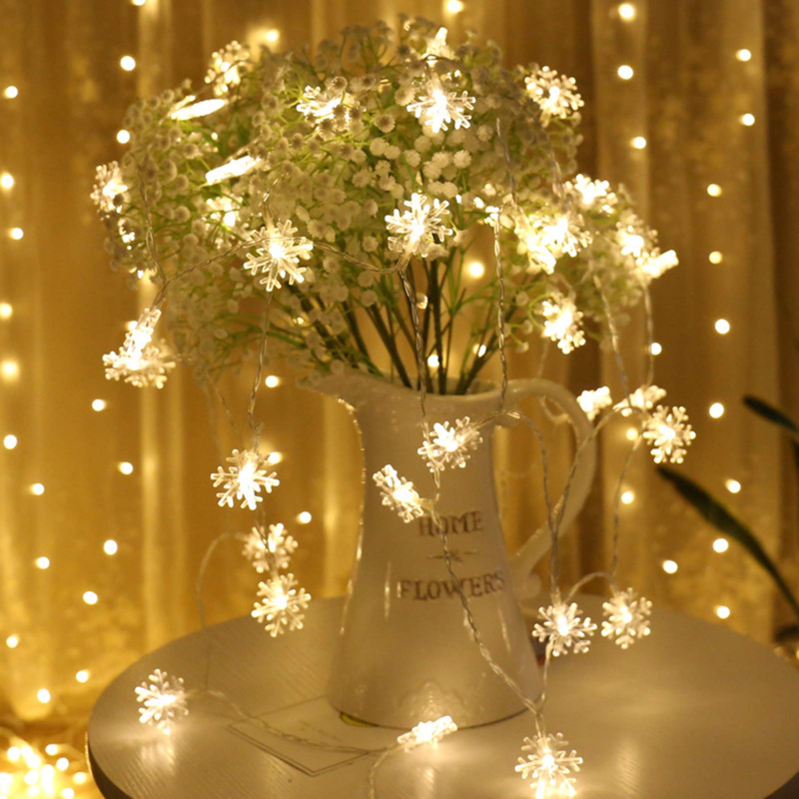 Valink 20 LED 3M & 40 LED 6M Snowflake String Lights - USB/Battery Powered Christmas Fairy Lights for Xmas Tree, Party & Wedding Decorations - Perfect for Indoor/Outdoor Holiday Decor