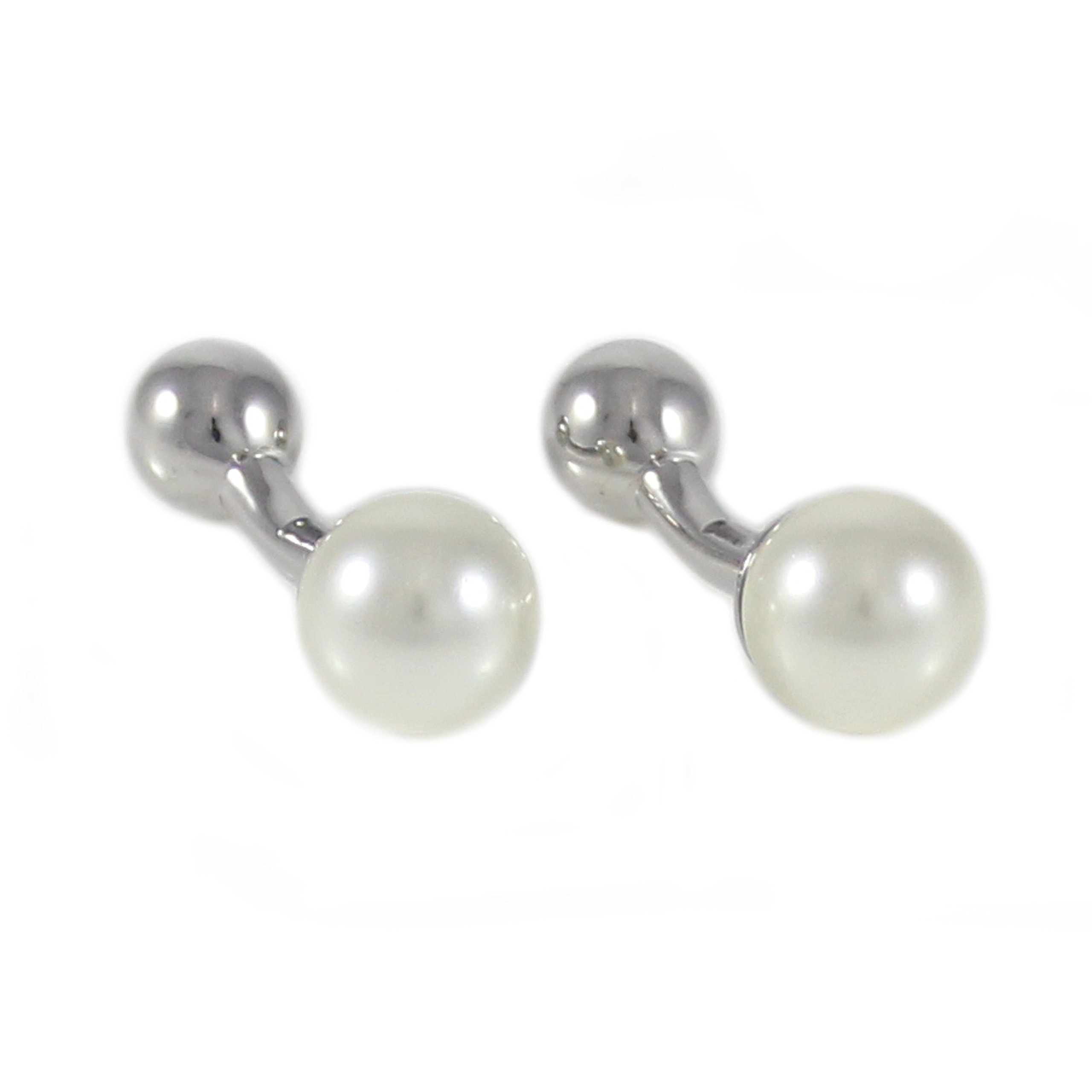 MENDEPOT Classic White Pearl Ball Cufflinks for Men - Elegant Dress Shirt Accessories with Gift Box - Perfect for Weddings, Formal Events & Business Meetings