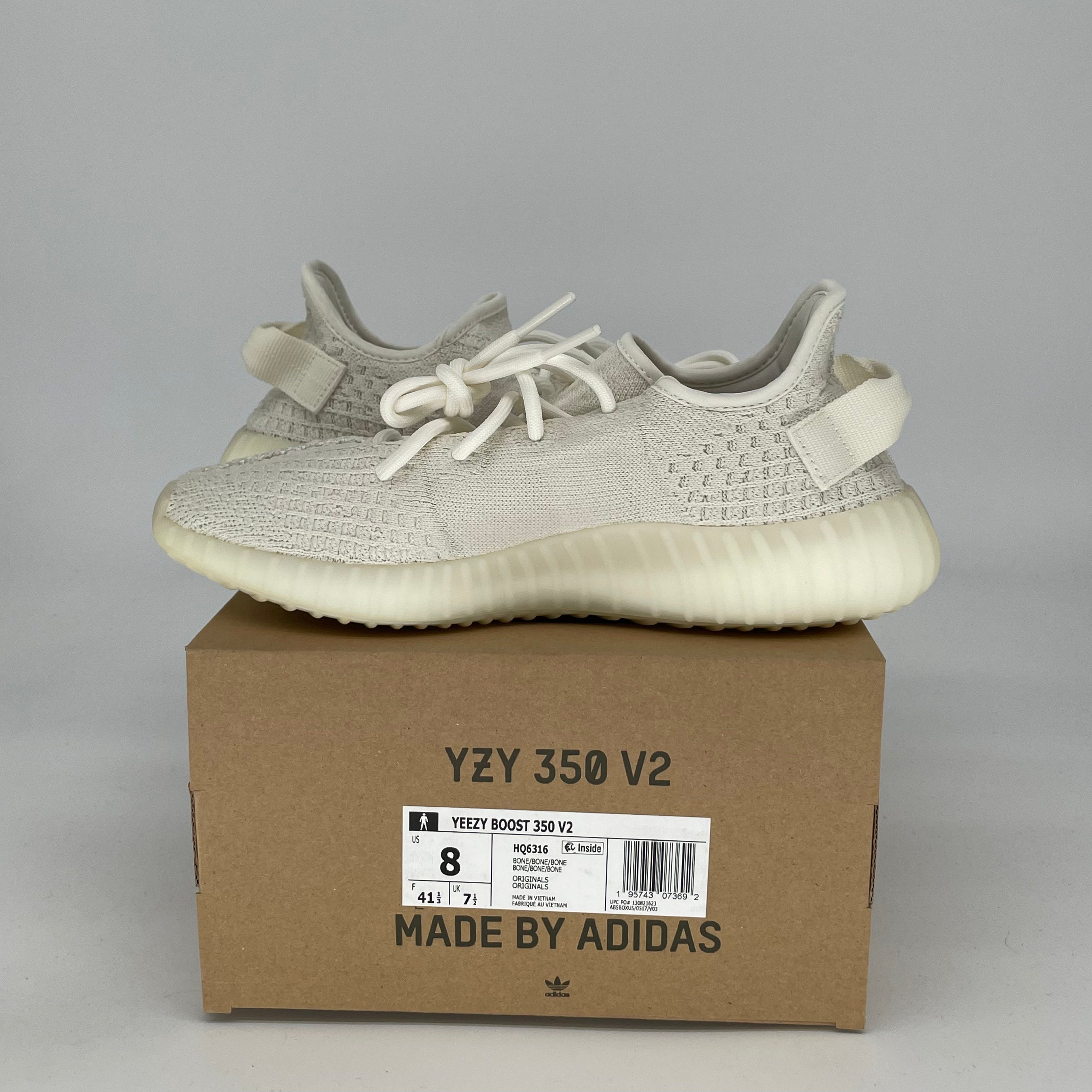 Adidas Yeezy Boost 350 V2 'Bone' Sneakers - Men's Size 8 / Women's Size 9.5 (Style HQ6316) | Comfortable Running Shoes for Casual Wear & Street Fashion