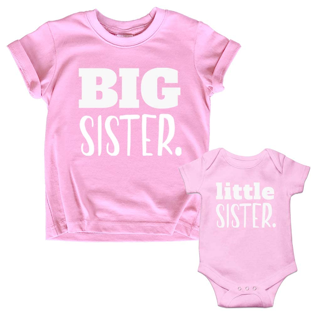 Big Sister Little Sister Matching Outfits - Cute Shirt Gift Set for Girls & Newborn Baby - Perfect for Sibling Photos, Family Events & Special Occasions