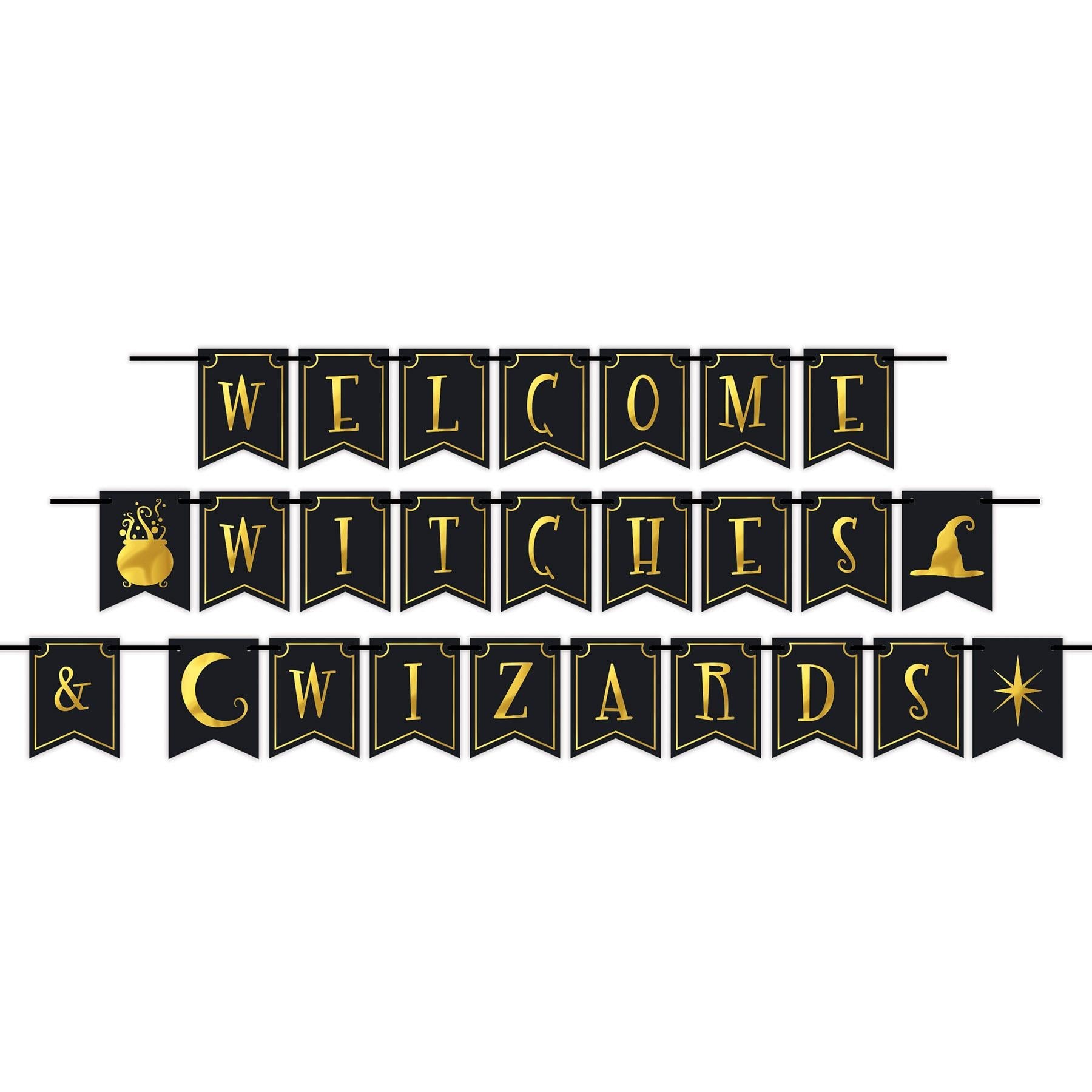 12 Pack Halloween Foil Welcome Witches & Wizards Streamers - Party Decorations for Halloween, Witch Theme Parties & Magical Celebrations