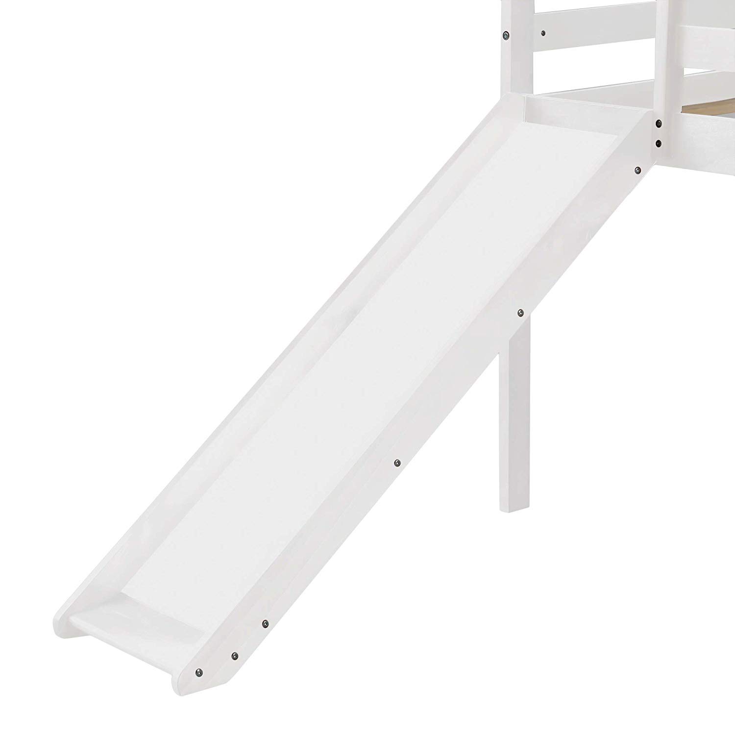 JULYFOX Twin Loft Bed with Slide for Kids - Solid Pine Wood Bunk Bed Frame with Ladder, Headboard & Safety Rails - No Box Spring Needed - Space-Saving Design for Small Rooms - Perfect for Kids, Teens & Dorm Rooms (Ivory White)