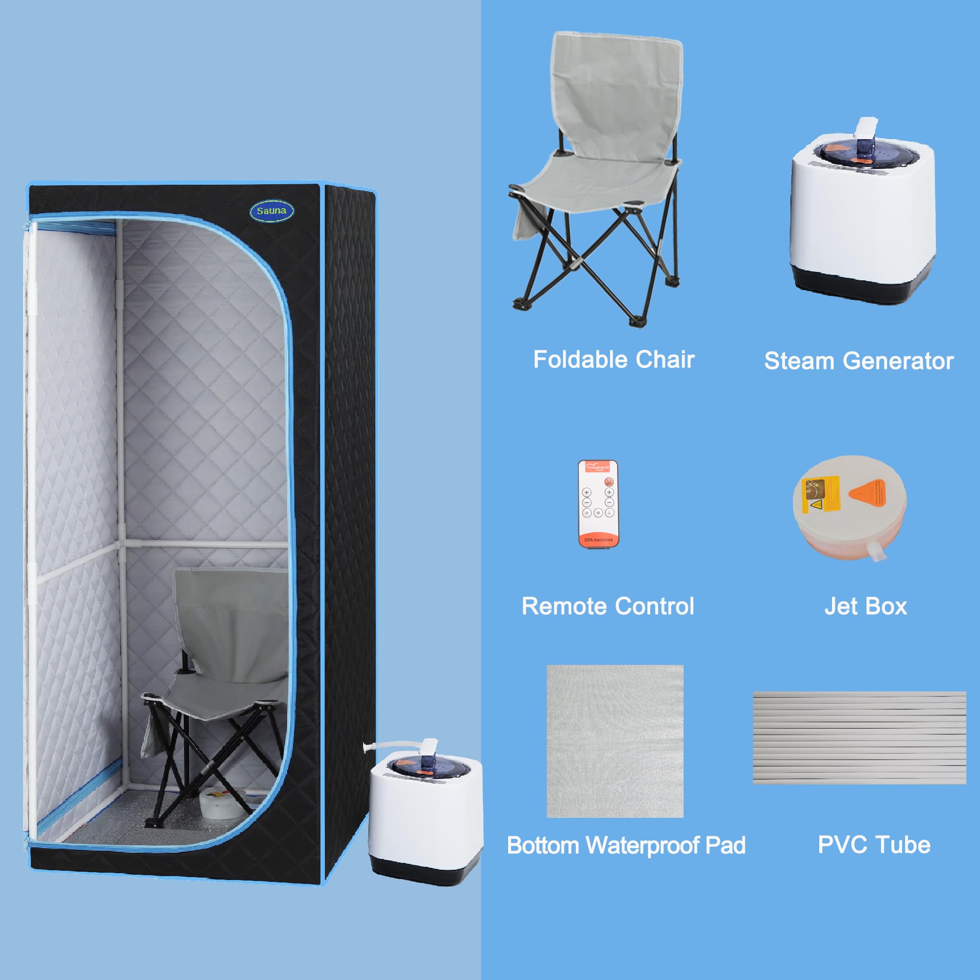 Portable Full Size Steam Sauna for Home Spa | Remote Control & Foldable Chair Included | 60-Min Timer | Perfect for Relaxation, Detox & Muscle Recovery at Home