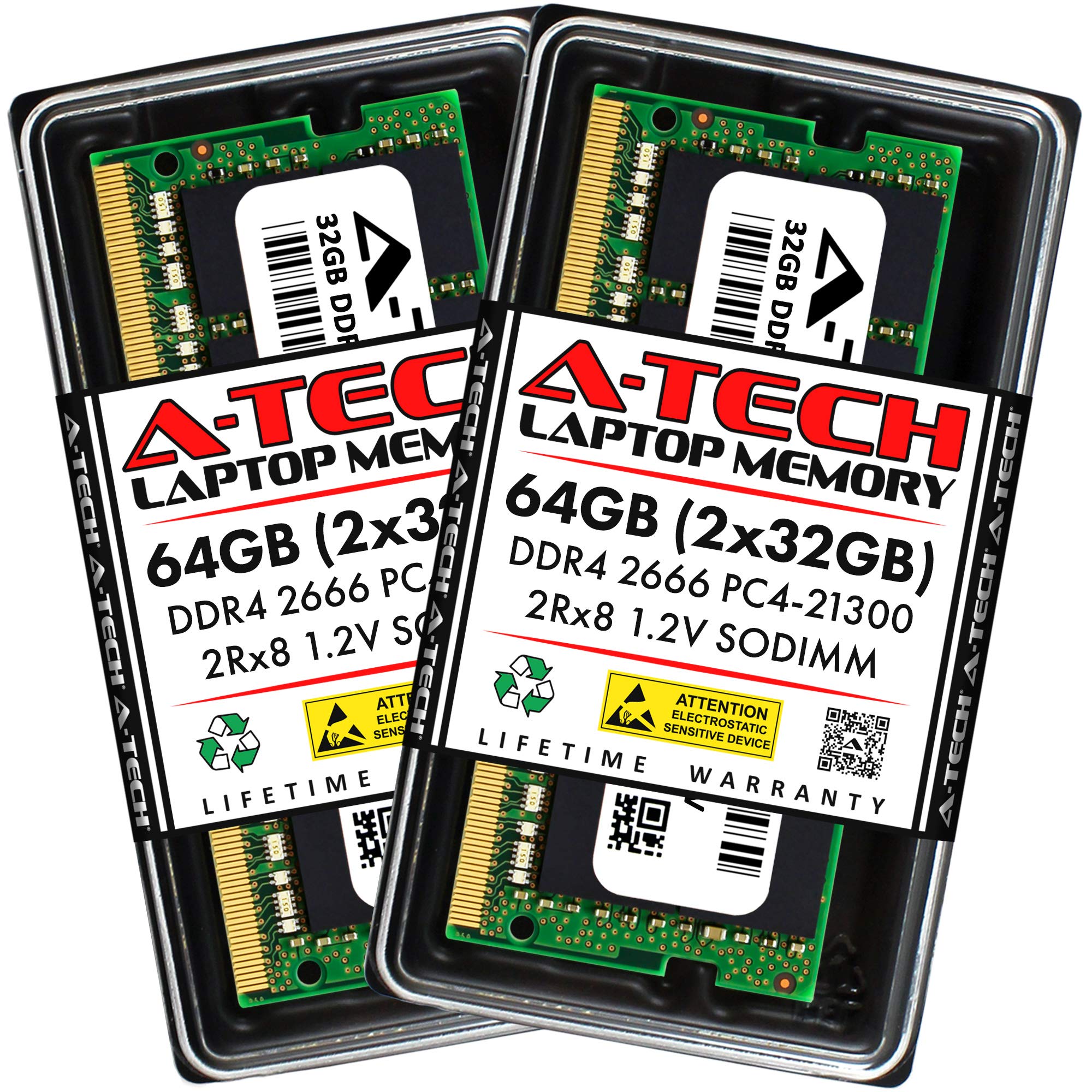 A-Tech 64GB RAM Kit (2 x 32GB) DDR4 2666MHz SODIMM for Lenovo ThinkCentre M80q - PC4-21300 Non-ECC Unbuffered 260-Pin Memory Upgrade | Boost Performance for Business, Gaming & Multitasking on Laptops & Notebooks