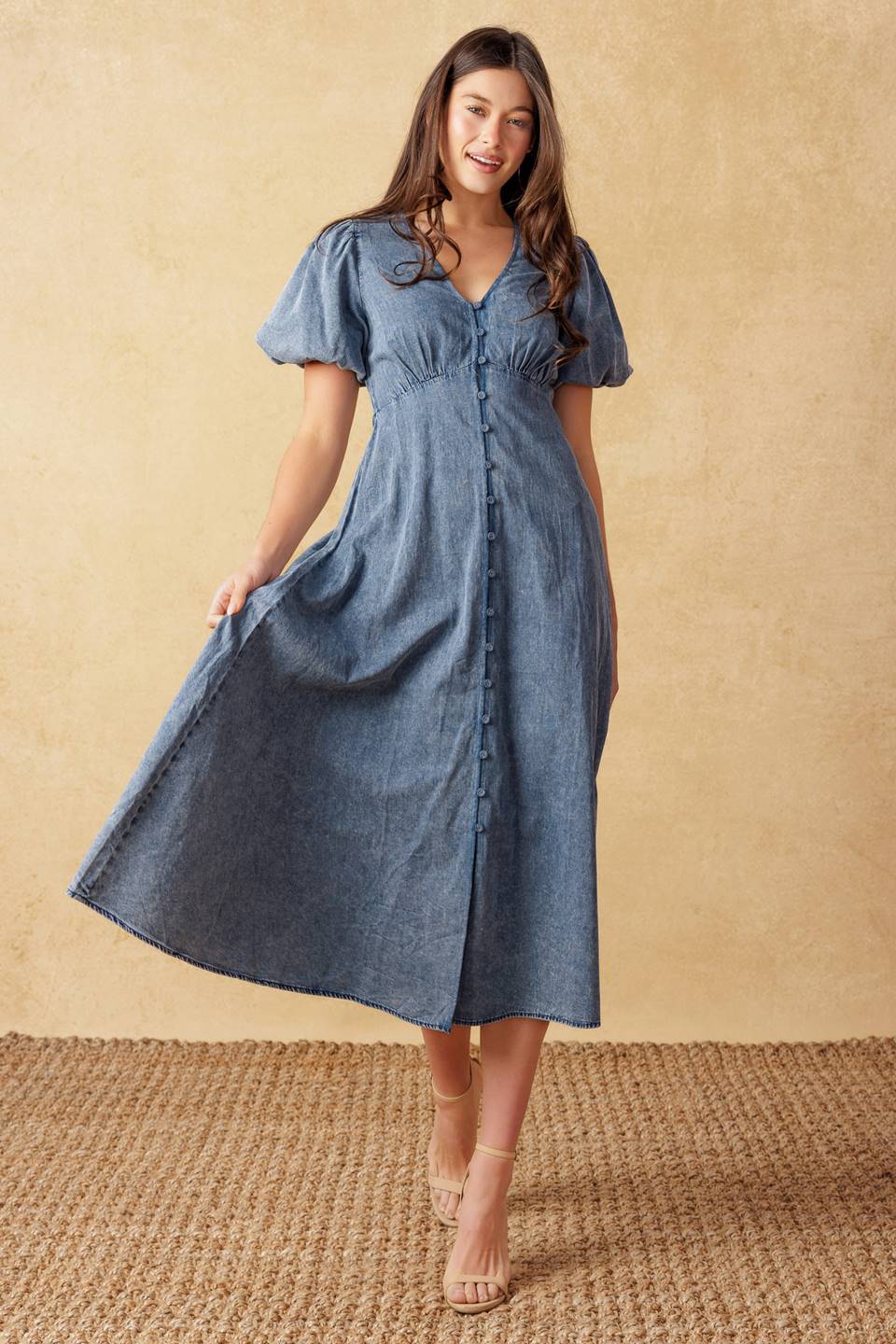 Forever Mine Lightweight Denim Midi Dress for Women - Casual Summer Outfit, Beach Wear & Boho Style Fashion