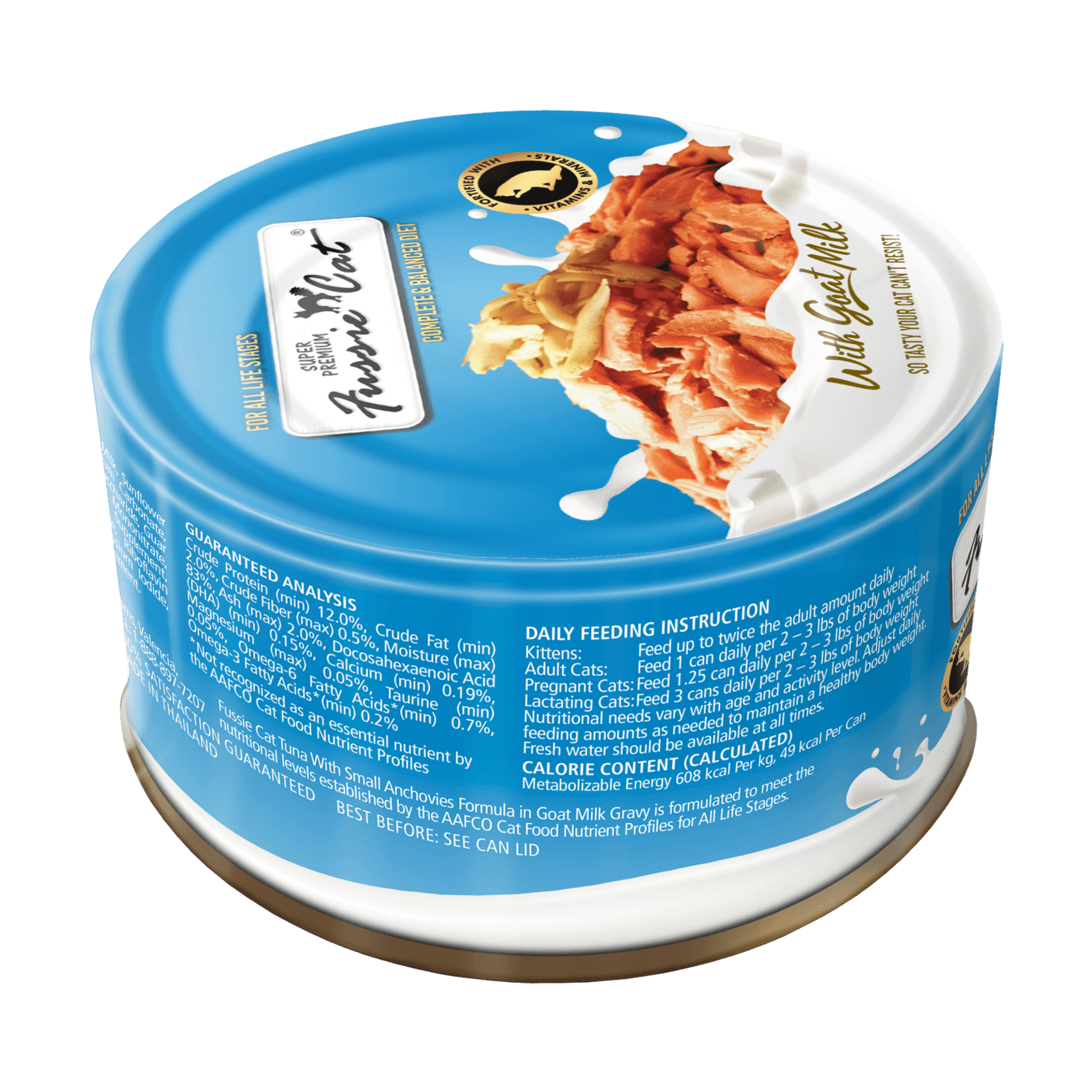 Premium Fussie Cat Goat Milk & Tuna with Small Anchovies in Gravy - 70g Wet Cat Food for Kittens & Adult Cats | High Protein Natural Cat Treat for Digestive Health & Immune Support | Perfect for Picky Eaters & Indoor Cats
