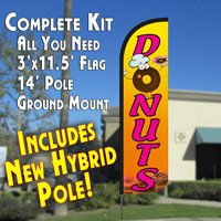 Donut-Themed Windless Feather Banner Flag Kit with Pole & Ground Mount - Perfect for Birthday Parties, Parades, and Outdoor Events