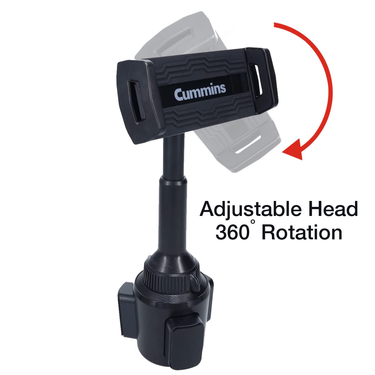 Cummins Cup Holder Tablet Mount - Universal Car Tablet Holder for iPad, Samsung Galaxy Tab, Amazon Fire & More - Black - Perfect for Road Trips, GPS Navigation & Entertainment